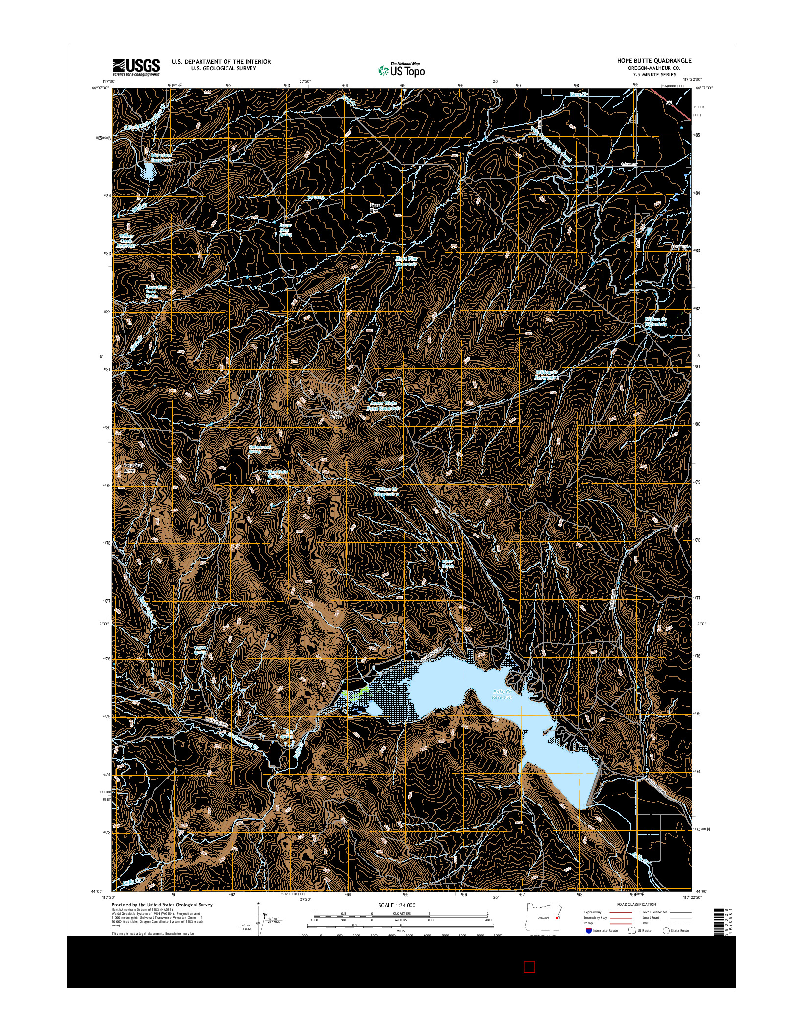 USGS US TOPO 7.5-MINUTE MAP FOR HOPE BUTTE, OR 2017