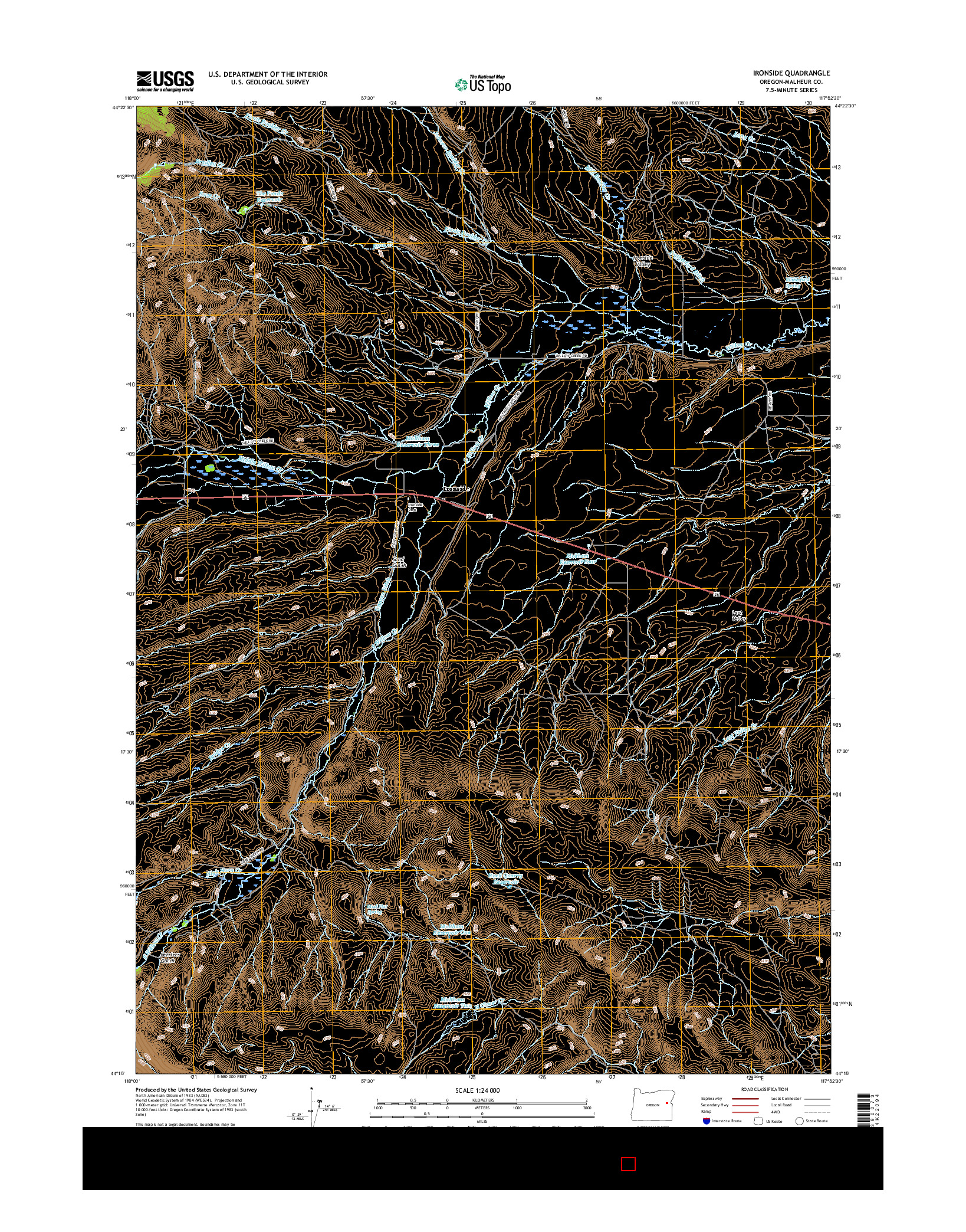 USGS US TOPO 7.5-MINUTE MAP FOR IRONSIDE, OR 2017