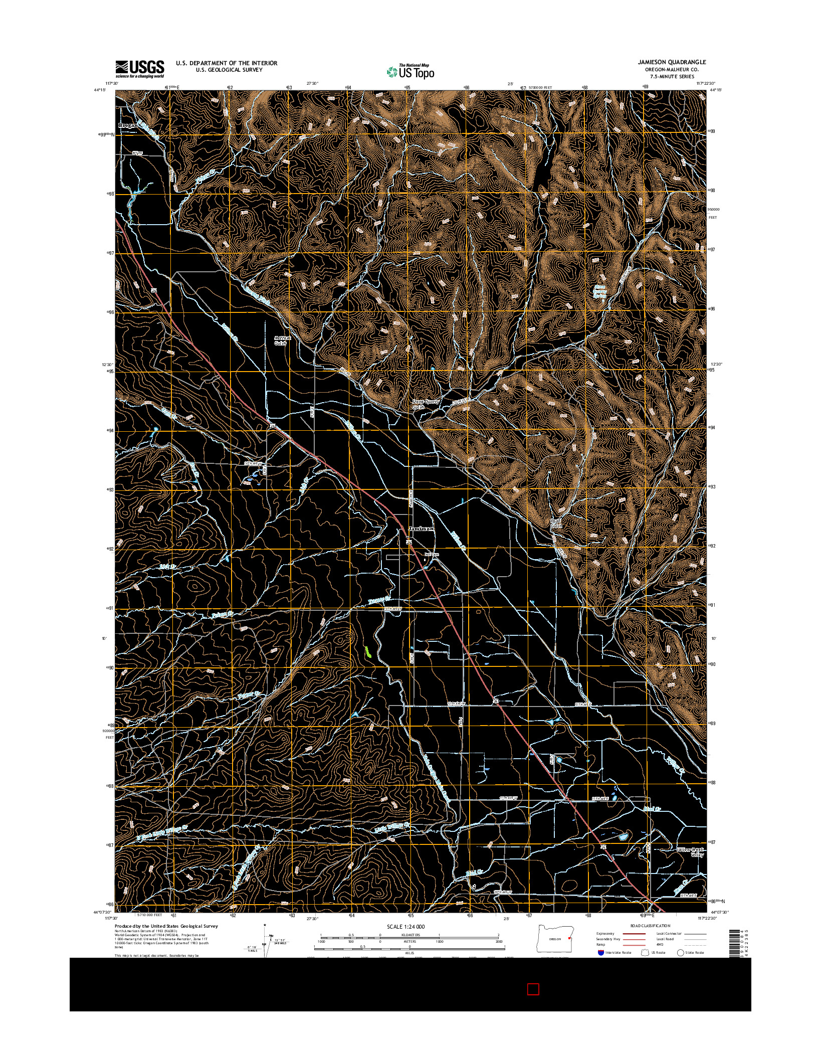 USGS US TOPO 7.5-MINUTE MAP FOR JAMIESON, OR 2017
