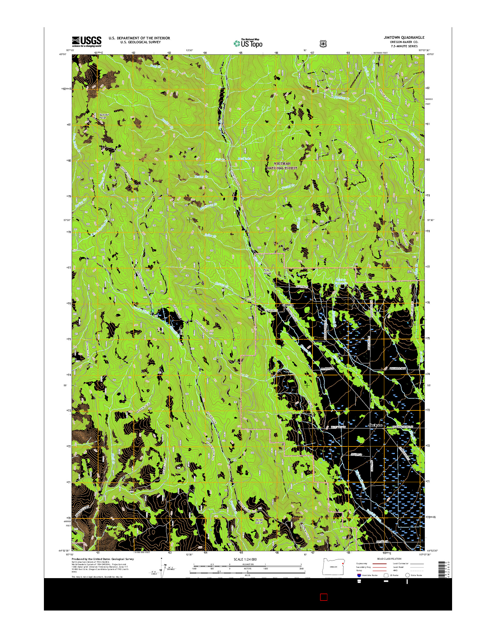 USGS US TOPO 7.5-MINUTE MAP FOR JIMTOWN, OR 2017