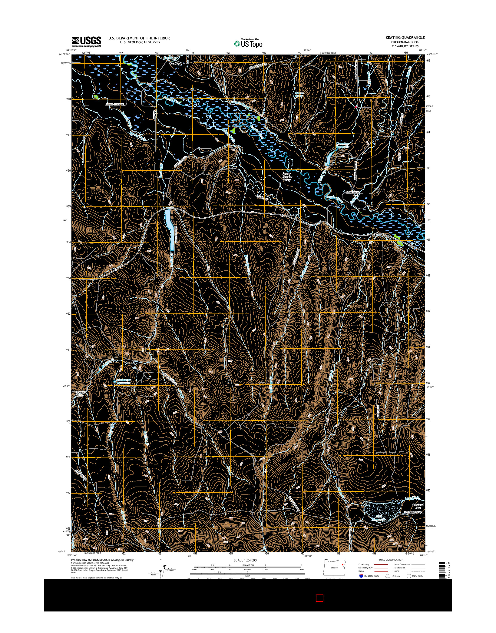 USGS US TOPO 7.5-MINUTE MAP FOR KEATING, OR 2017