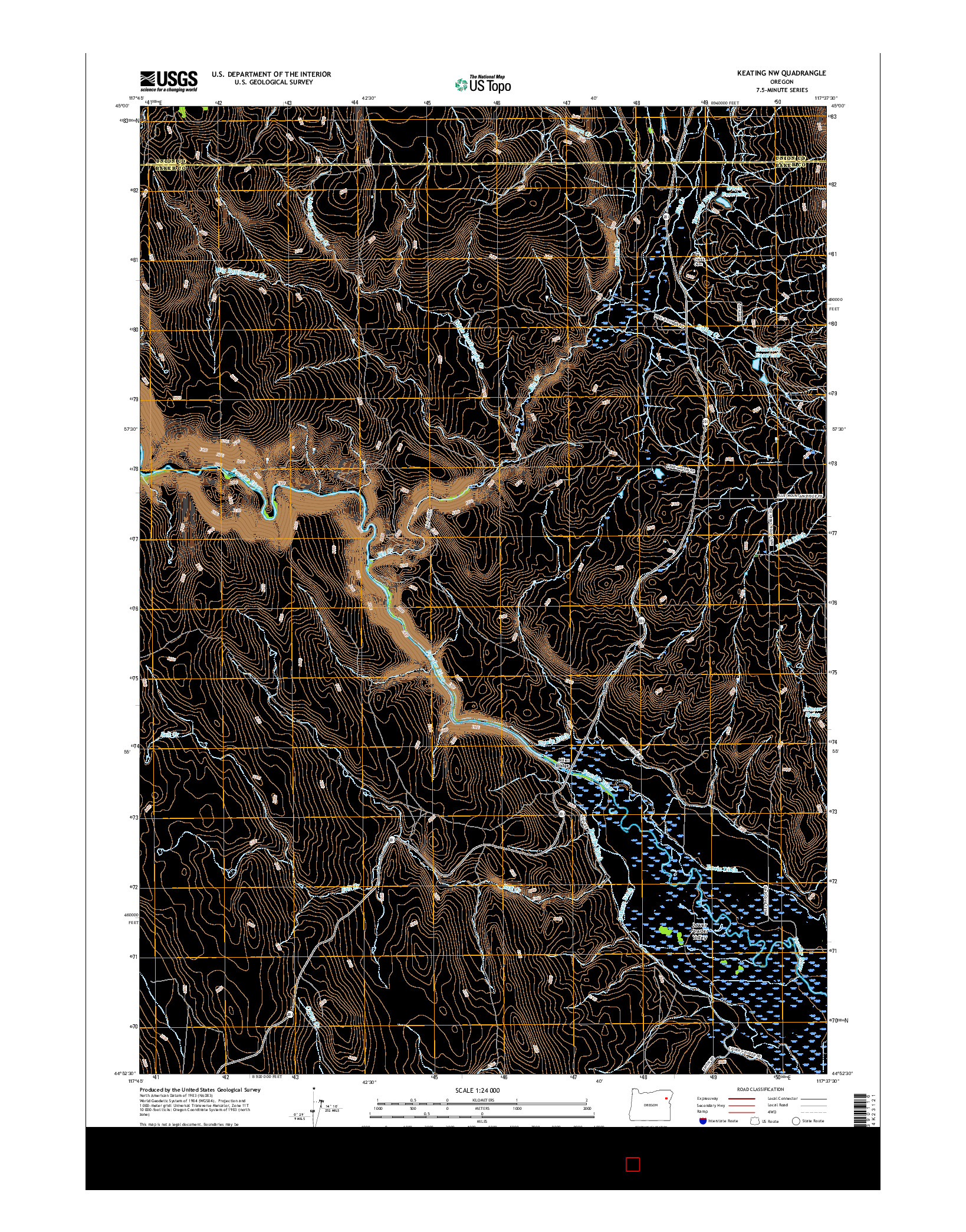 USGS US TOPO 7.5-MINUTE MAP FOR KEATING NW, OR 2017