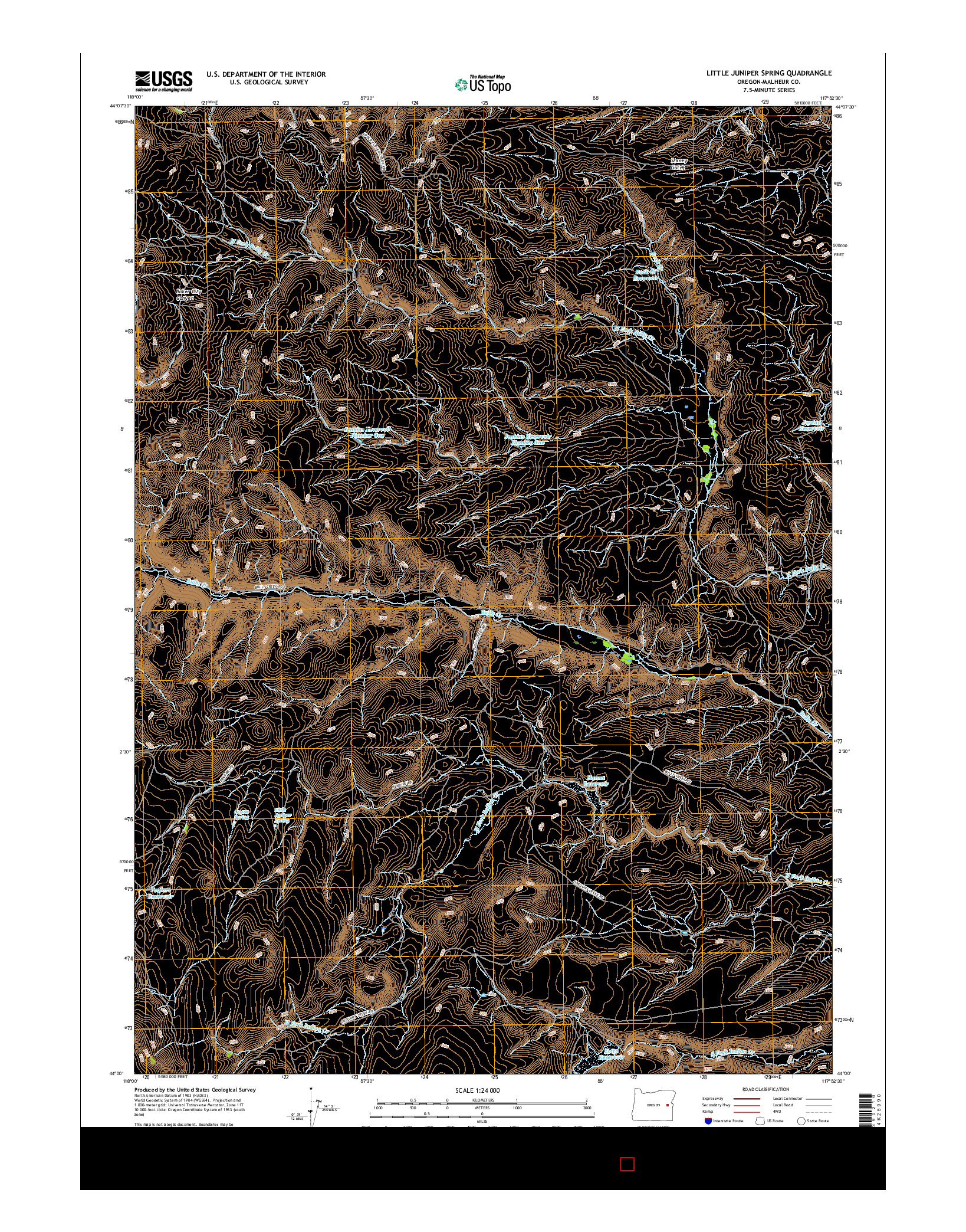 USGS US TOPO 7.5-MINUTE MAP FOR LITTLE JUNIPER SPRING, OR 2017