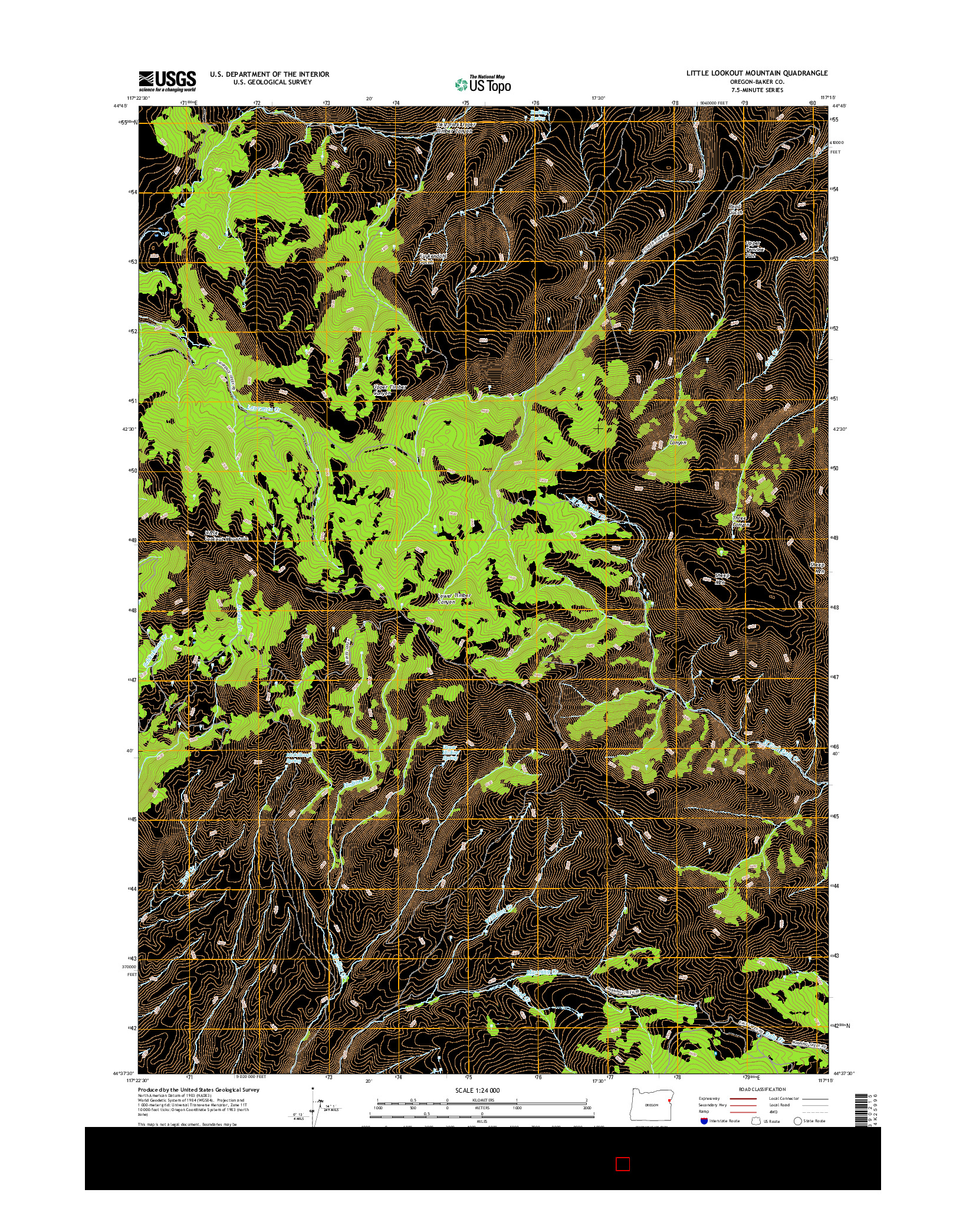 USGS US TOPO 7.5-MINUTE MAP FOR LITTLE LOOKOUT MOUNTAIN, OR 2017