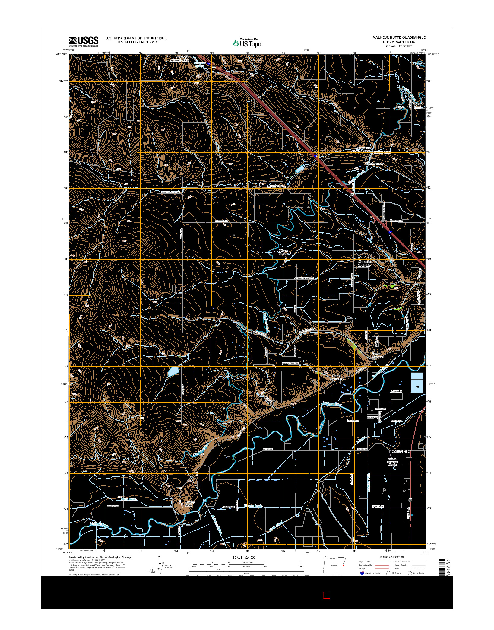USGS US TOPO 7.5-MINUTE MAP FOR MALHEUR BUTTE, OR 2017