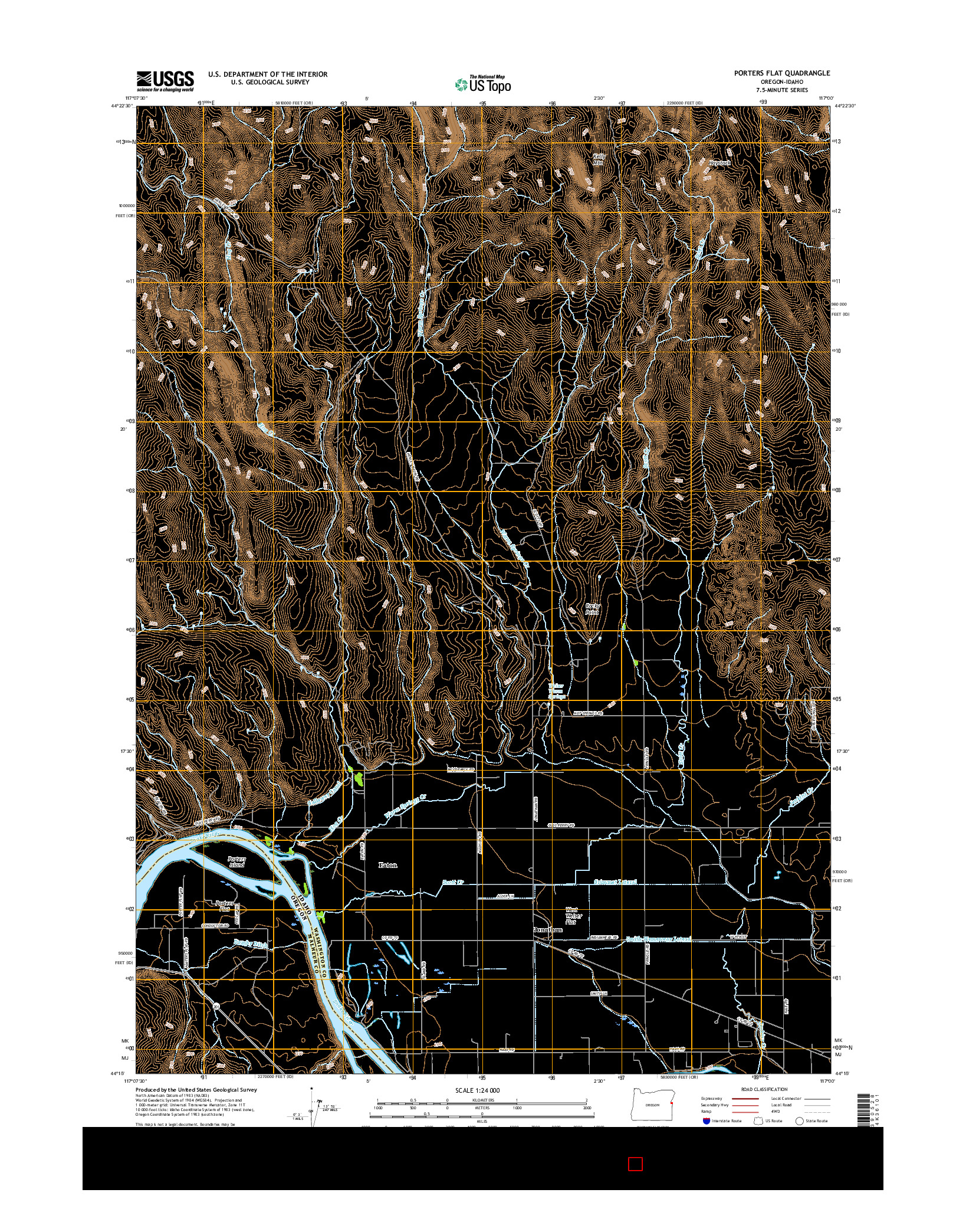 USGS US TOPO 7.5-MINUTE MAP FOR PORTERS FLAT, OR-ID 2017