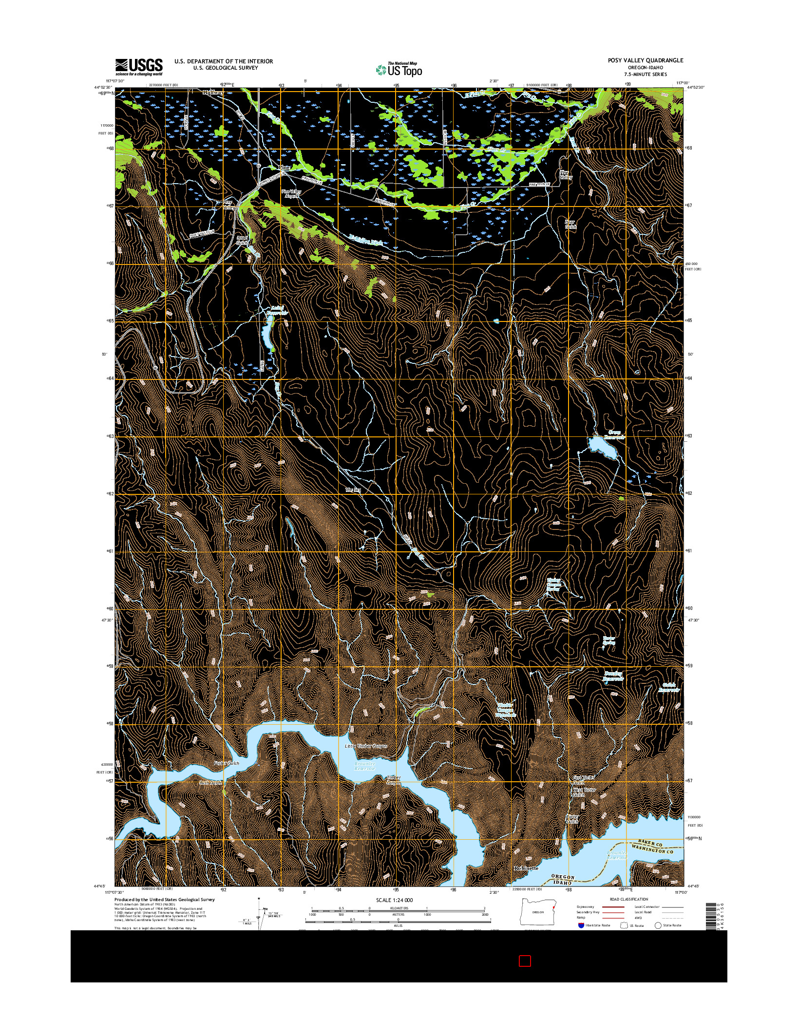 USGS US TOPO 7.5-MINUTE MAP FOR POSY VALLEY, OR-ID 2017