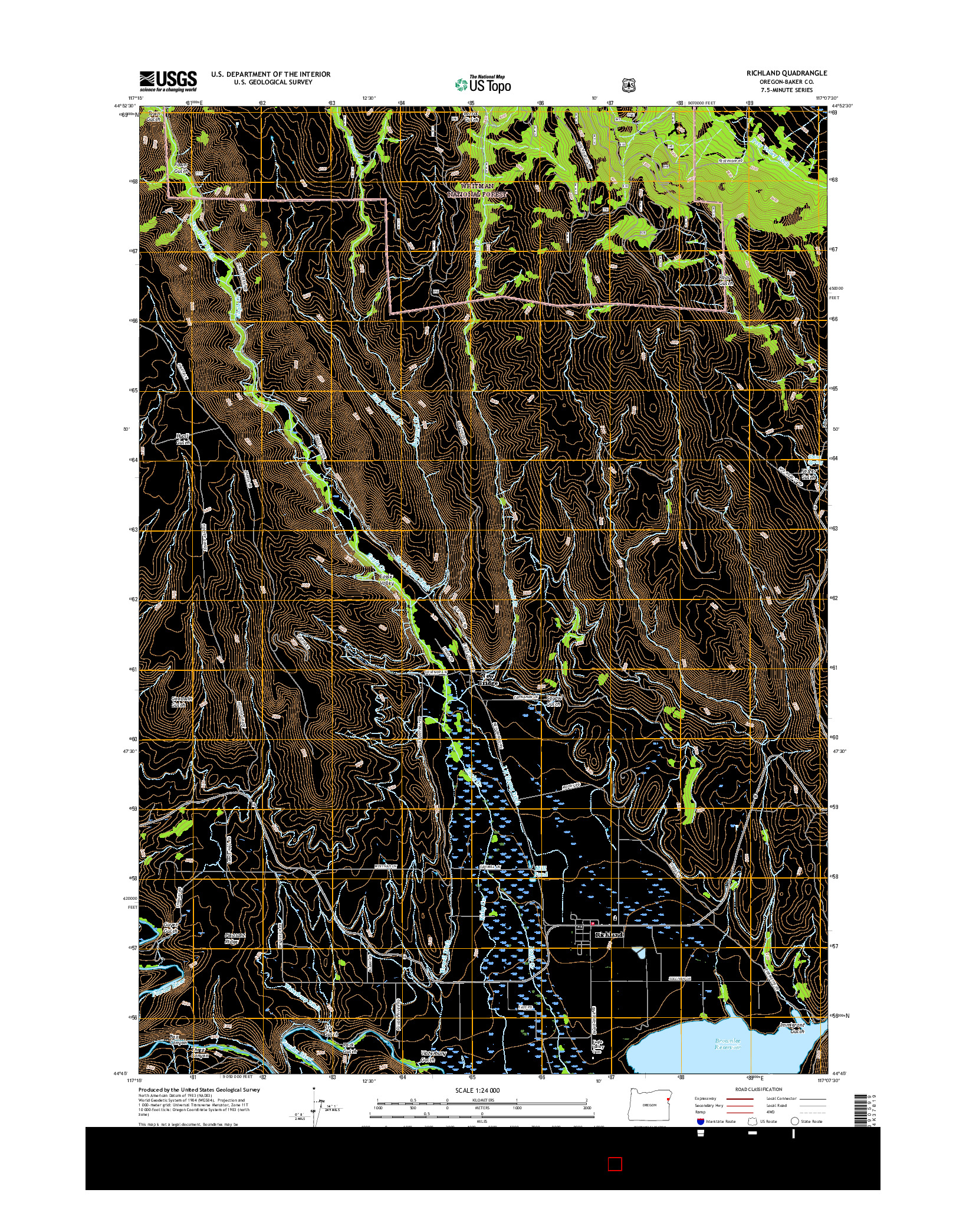 USGS US TOPO 7.5-MINUTE MAP FOR RICHLAND, OR 2017