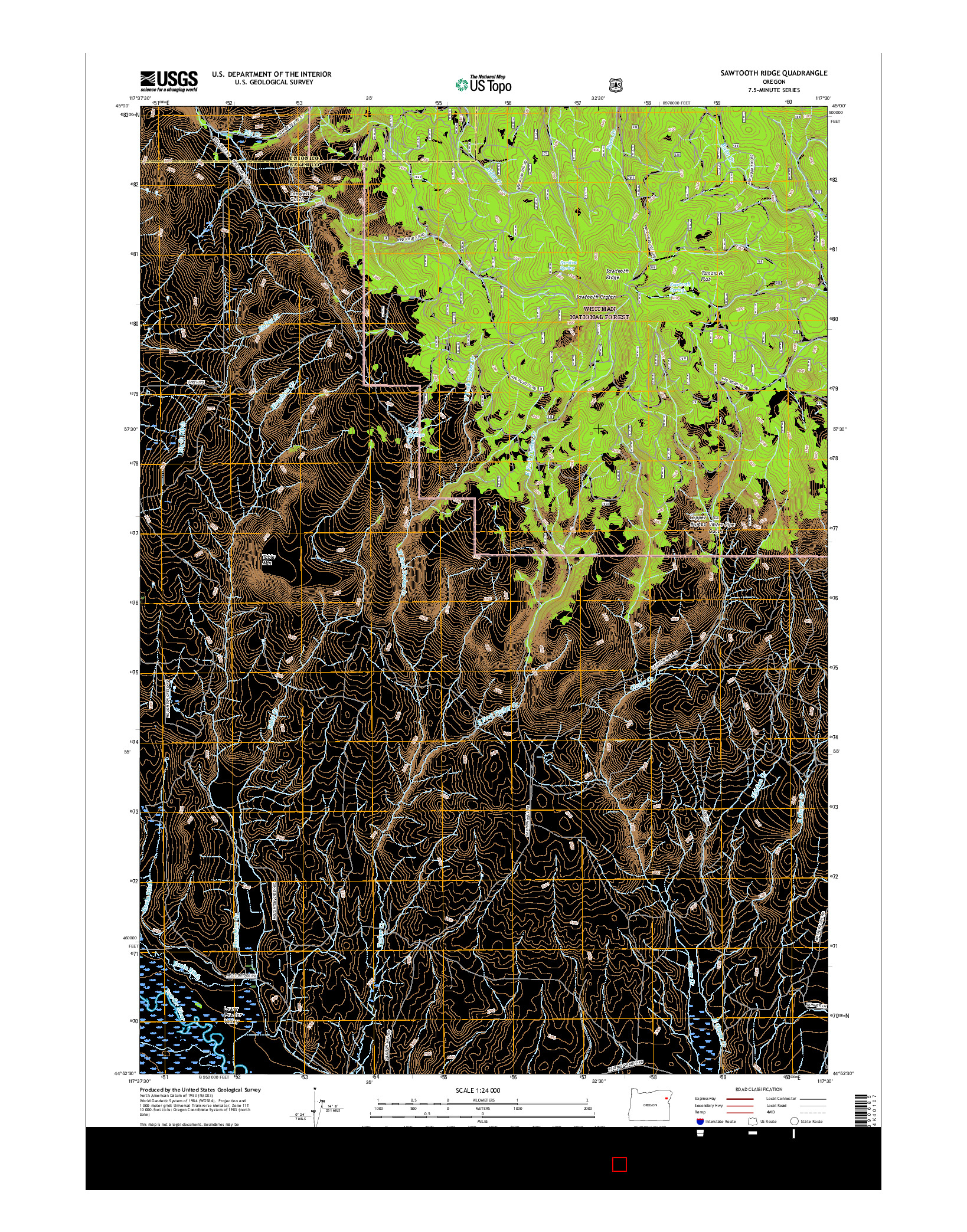 USGS US TOPO 7.5-MINUTE MAP FOR SAWTOOTH RIDGE, OR 2017