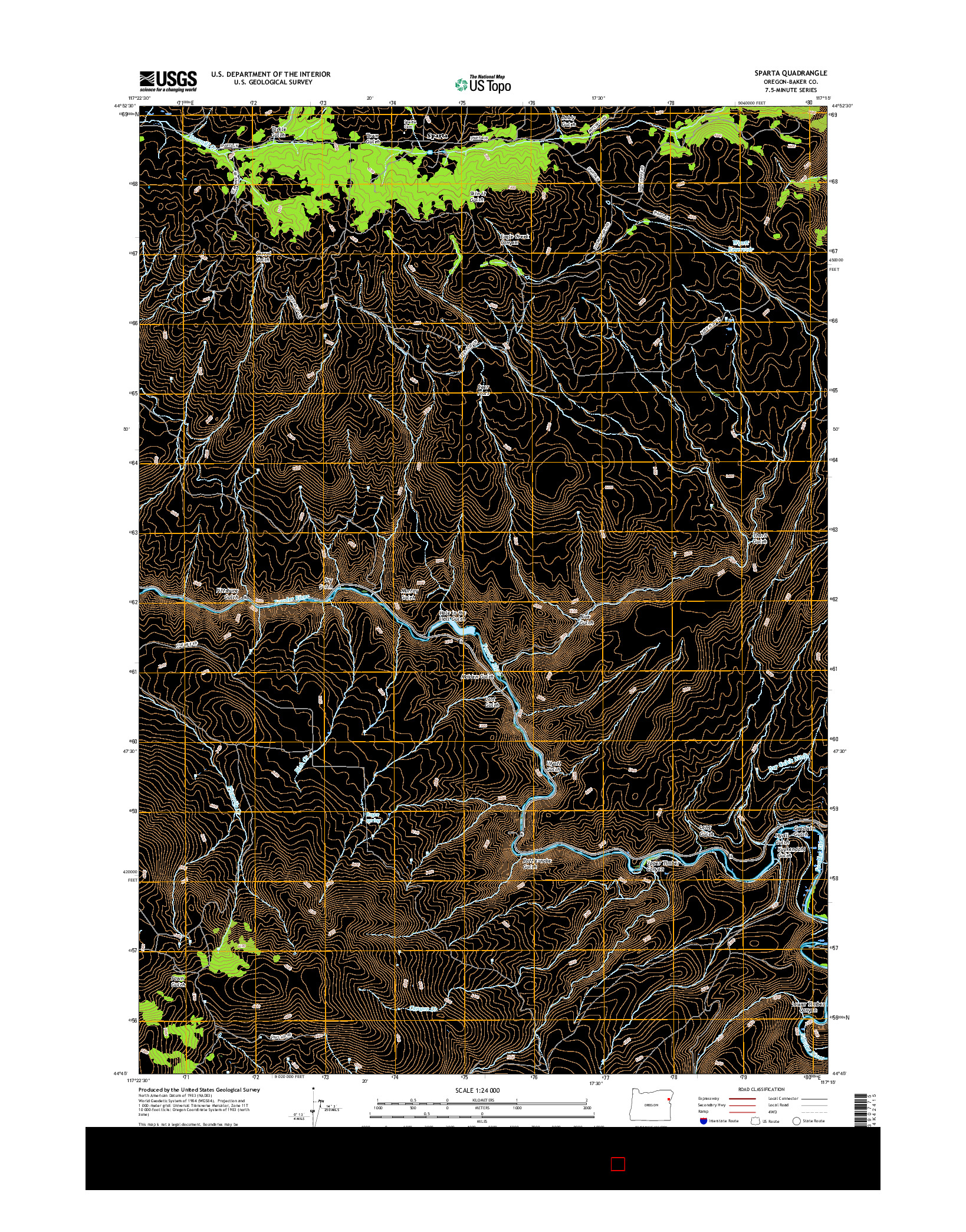 USGS US TOPO 7.5-MINUTE MAP FOR SPARTA, OR 2017
