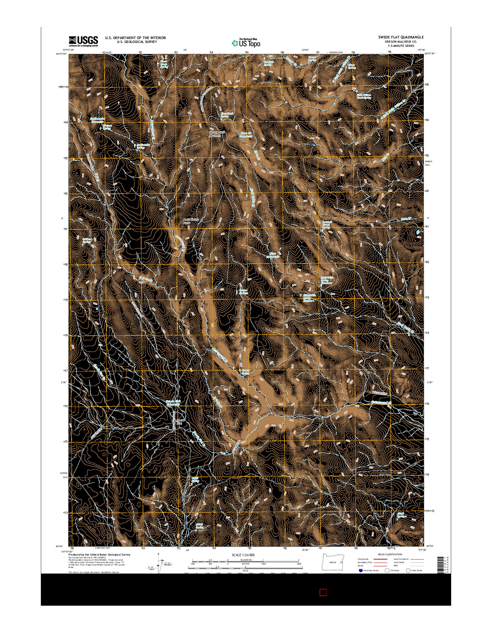 USGS US TOPO 7.5-MINUTE MAP FOR SWEDE FLAT, OR 2017