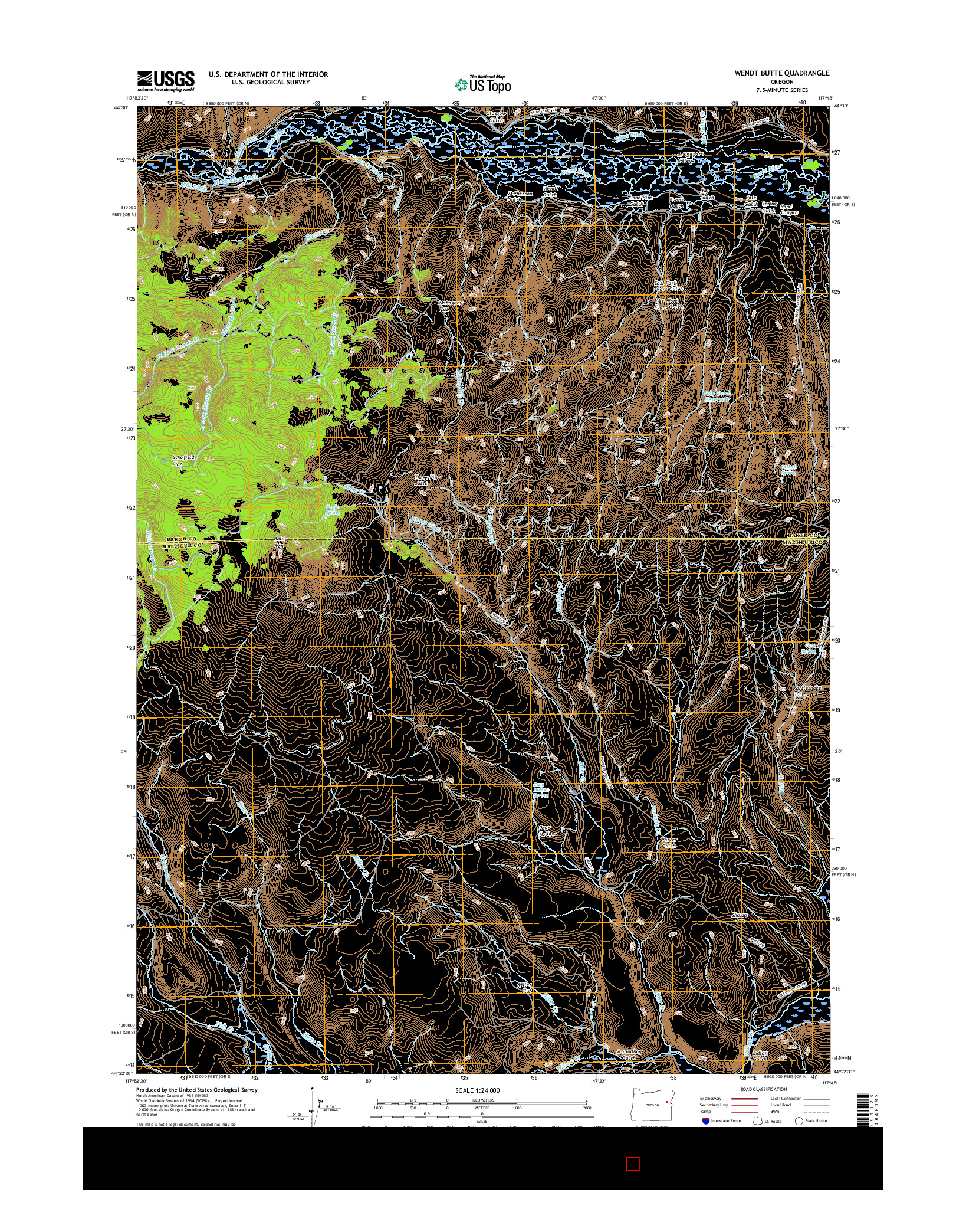 USGS US TOPO 7.5-MINUTE MAP FOR WENDT BUTTE, OR 2017