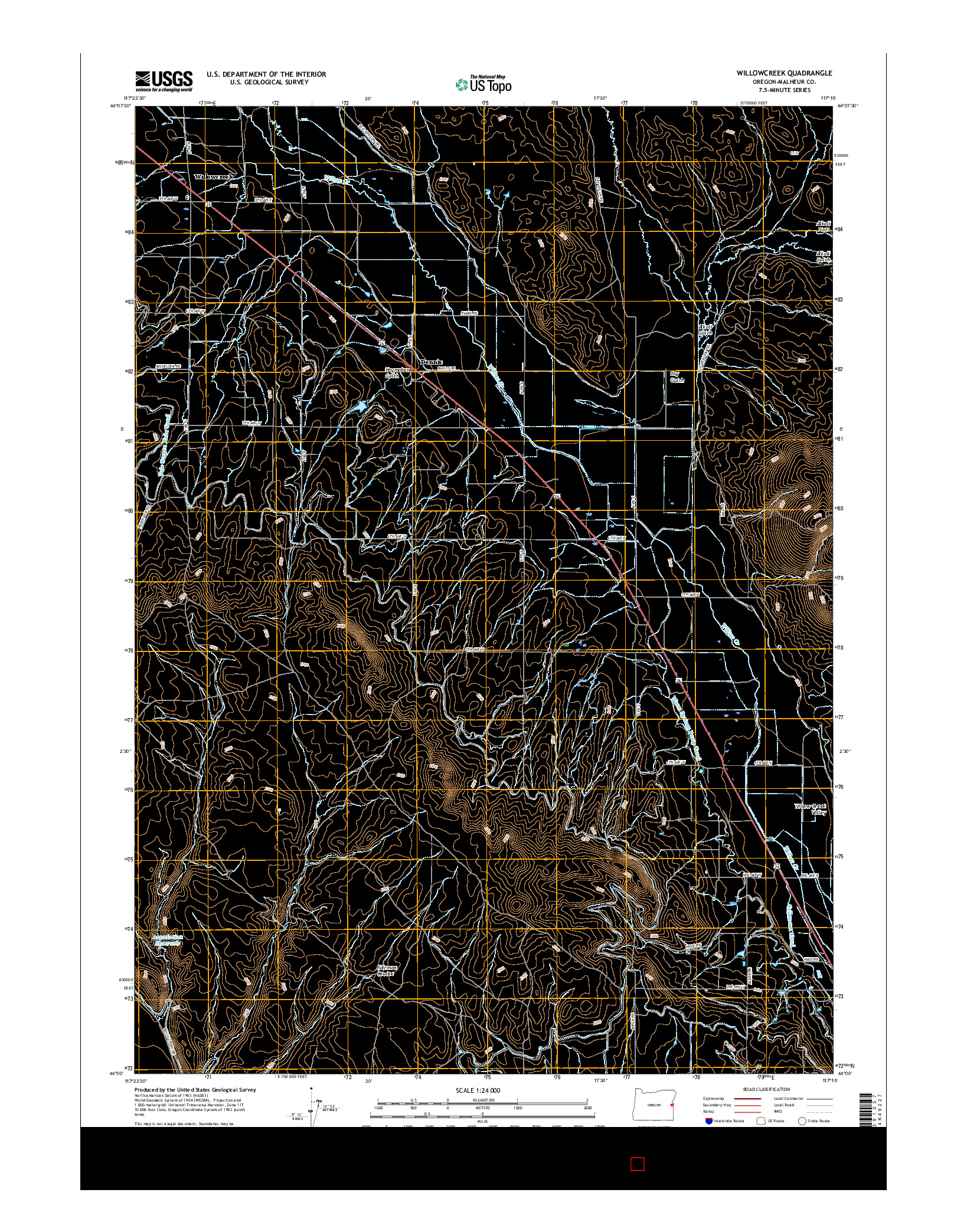 USGS US TOPO 7.5-MINUTE MAP FOR WILLOWCREEK, OR 2017