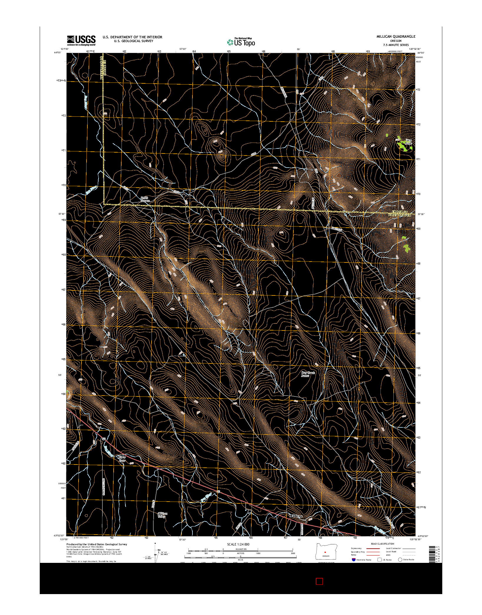 USGS US TOPO 7.5-MINUTE MAP FOR MILLICAN, OR 2017