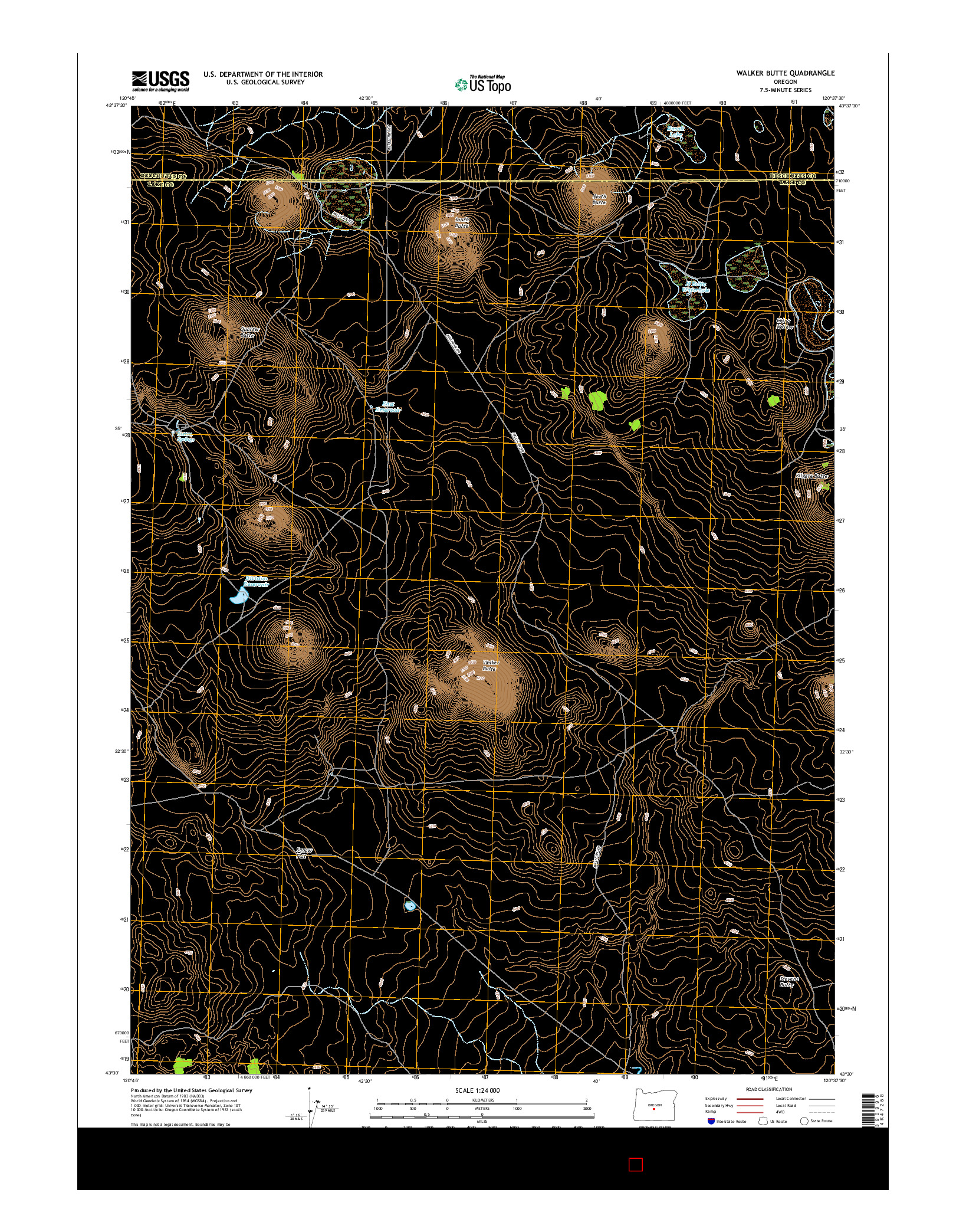 USGS US TOPO 7.5-MINUTE MAP FOR WALKER BUTTE, OR 2017