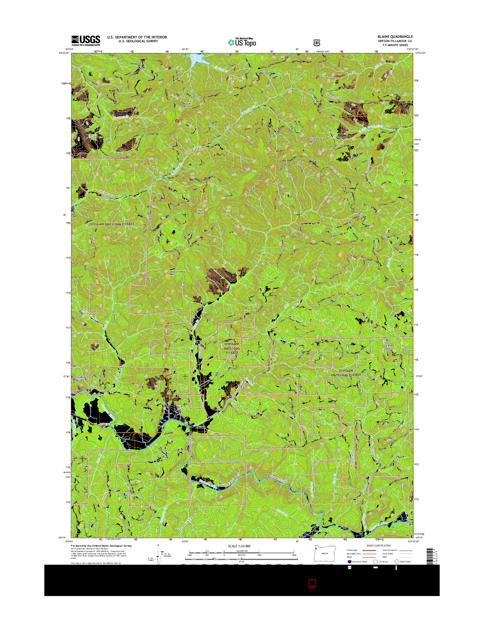 USGS US TOPO 7.5-MINUTE MAP FOR BLAINE, OR 2017