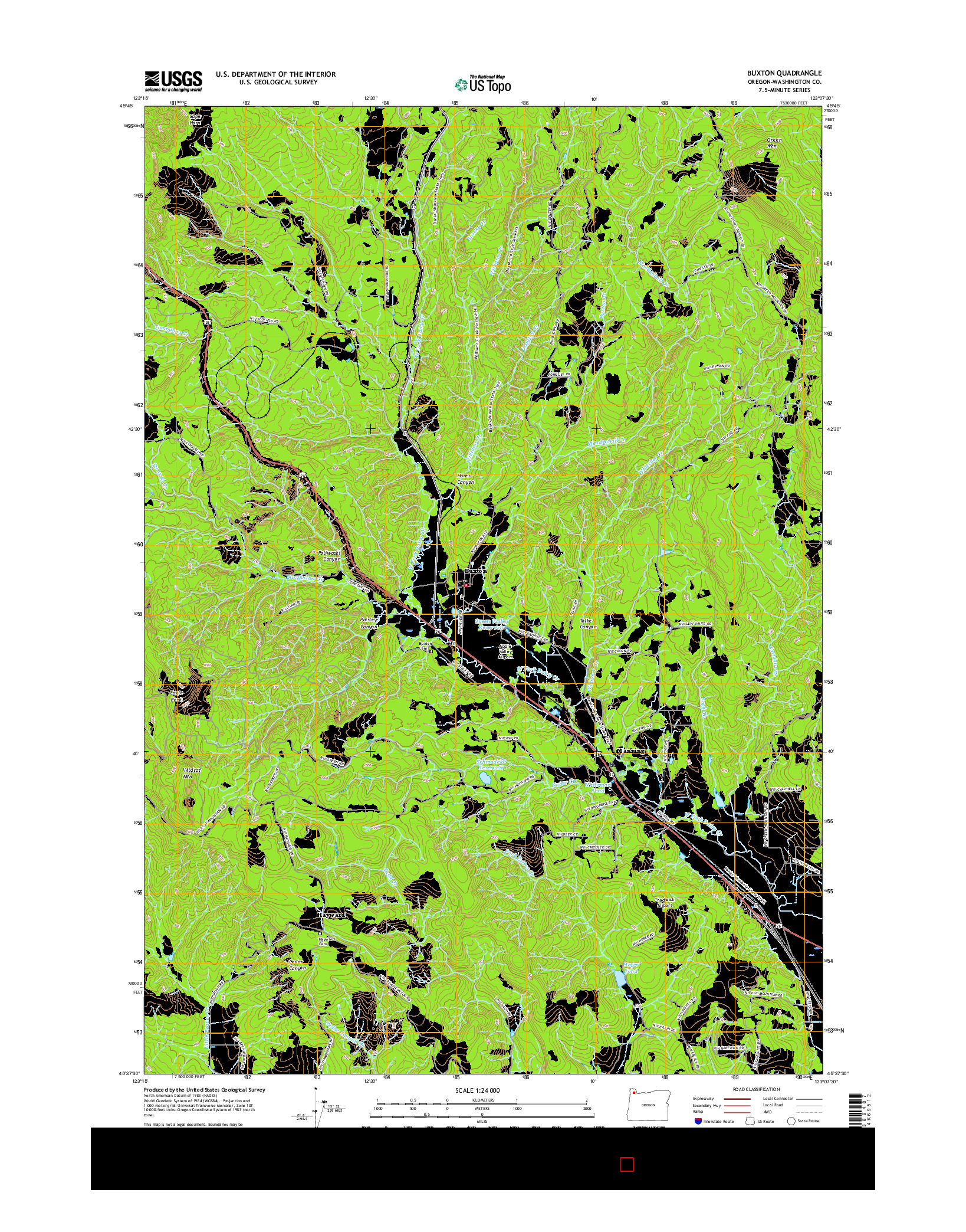 USGS US TOPO 7.5-MINUTE MAP FOR BUXTON, OR 2017