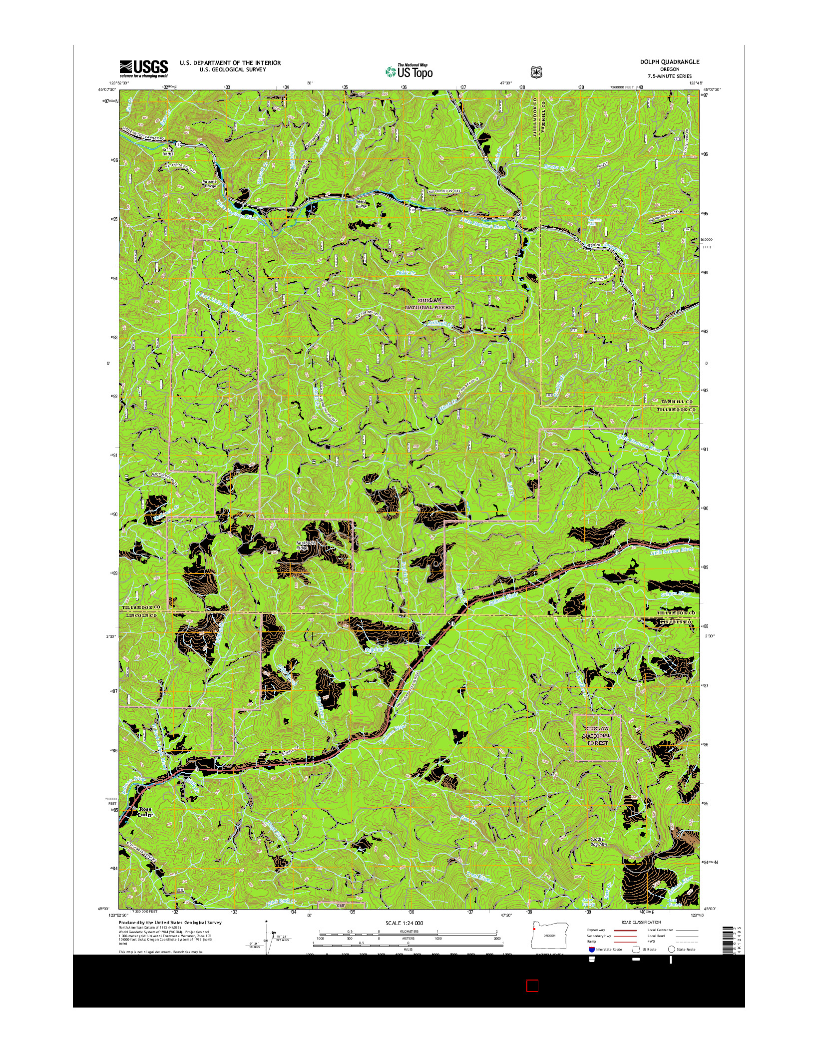 USGS US TOPO 7.5-MINUTE MAP FOR DOLPH, OR 2017