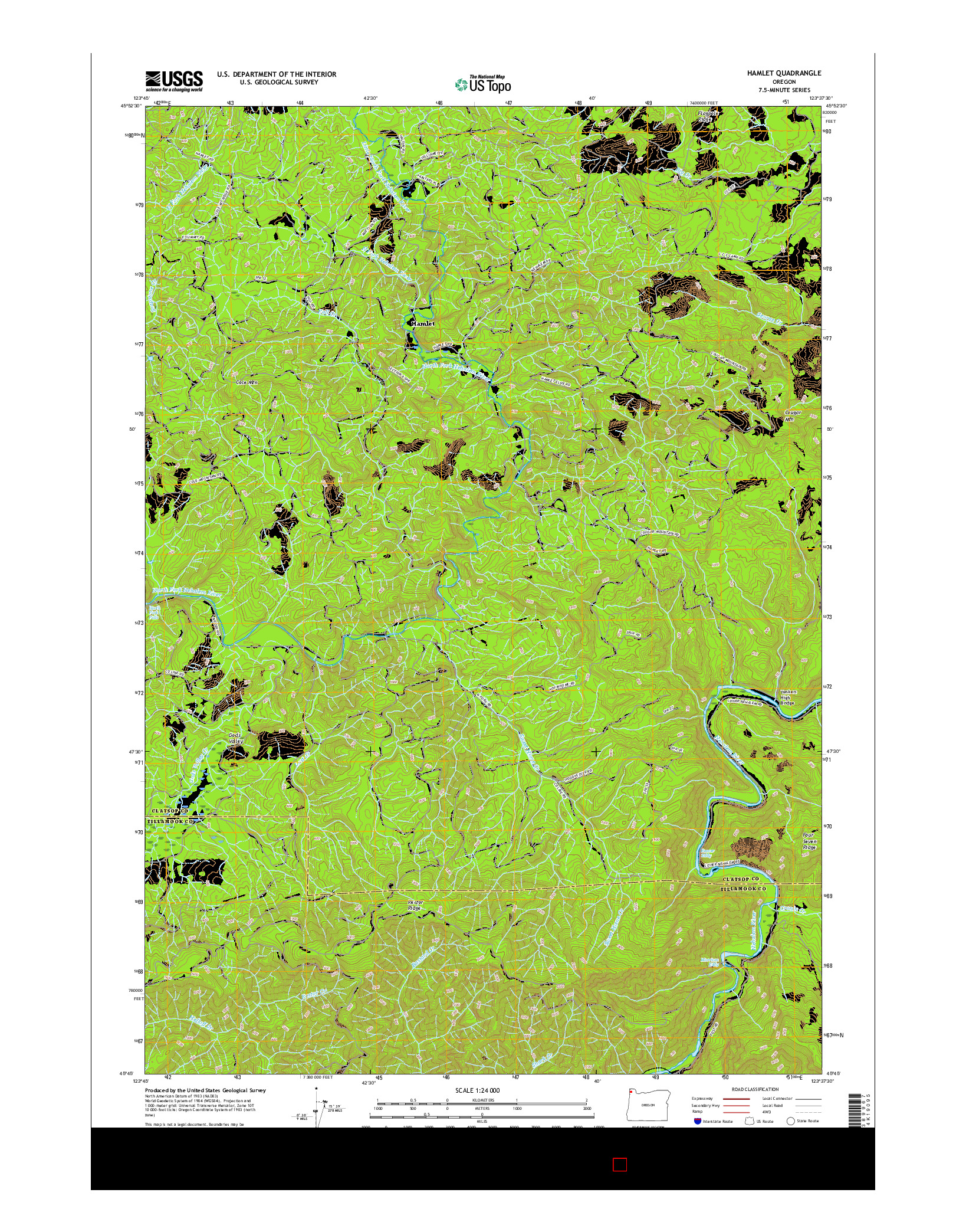 USGS US TOPO 7.5-MINUTE MAP FOR HAMLET, OR 2017