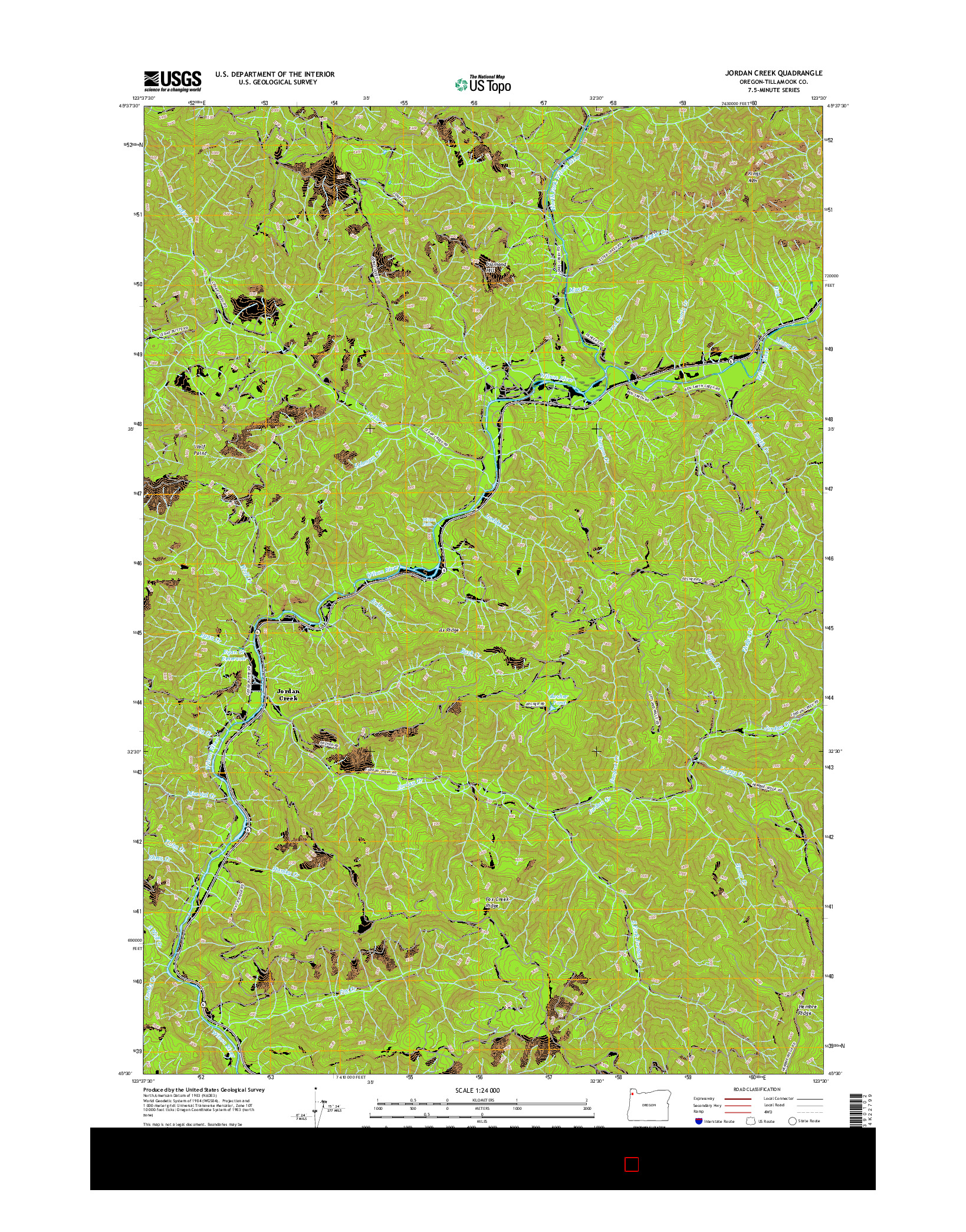 USGS US TOPO 7.5-MINUTE MAP FOR JORDAN CREEK, OR 2017