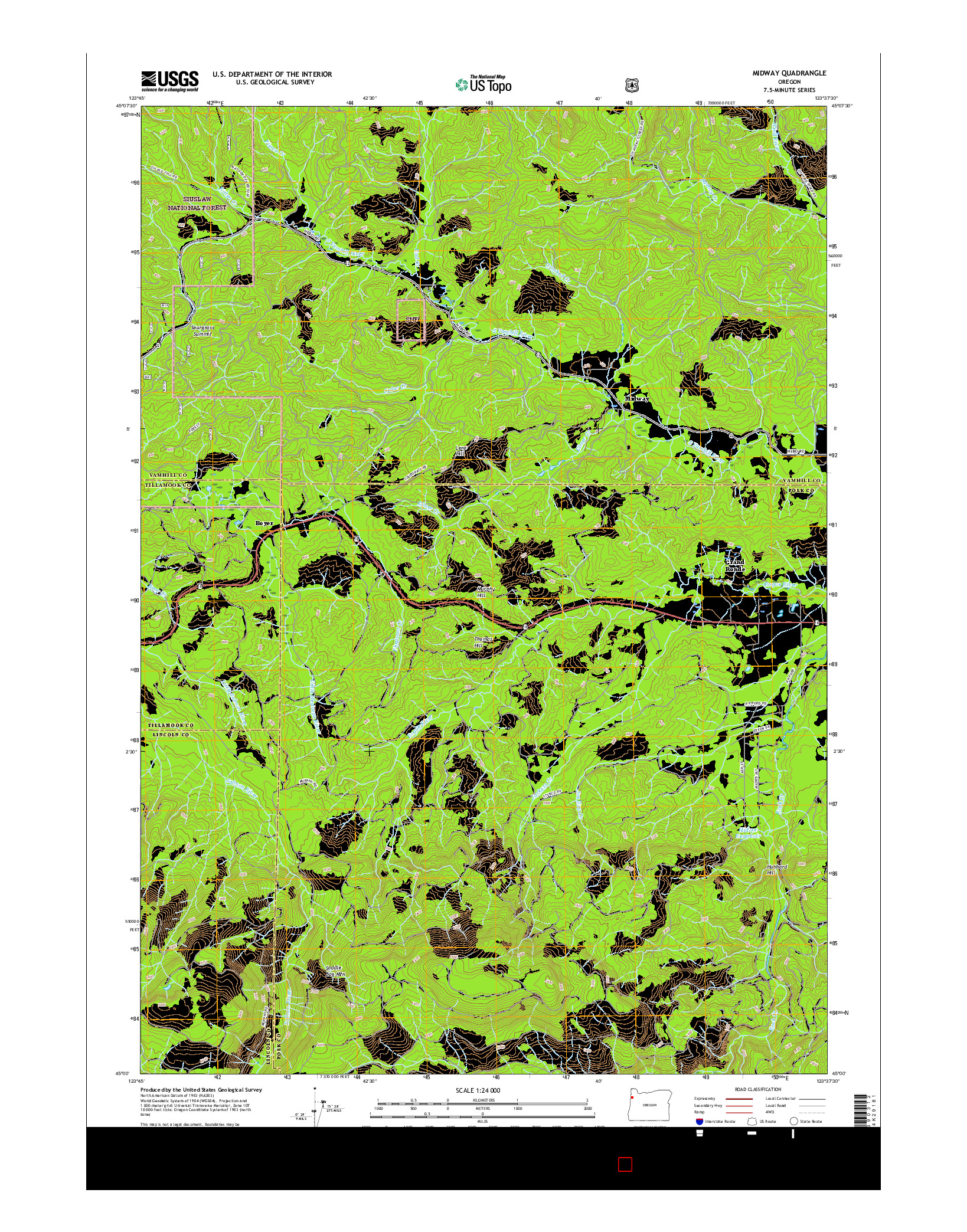 USGS US TOPO 7.5-MINUTE MAP FOR MIDWAY, OR 2017