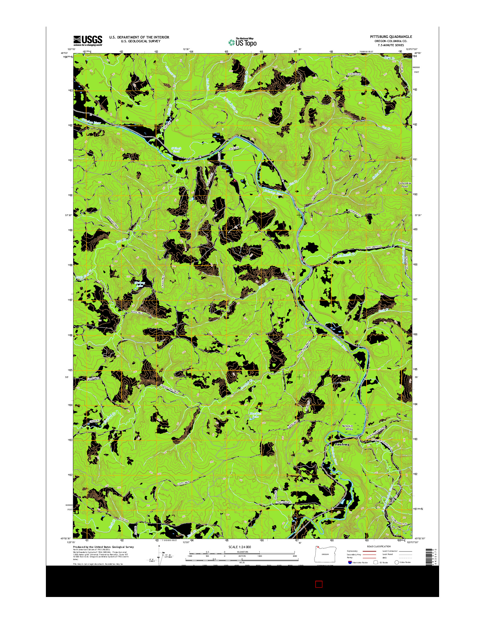 USGS US TOPO 7.5-MINUTE MAP FOR PITTSBURG, OR 2017