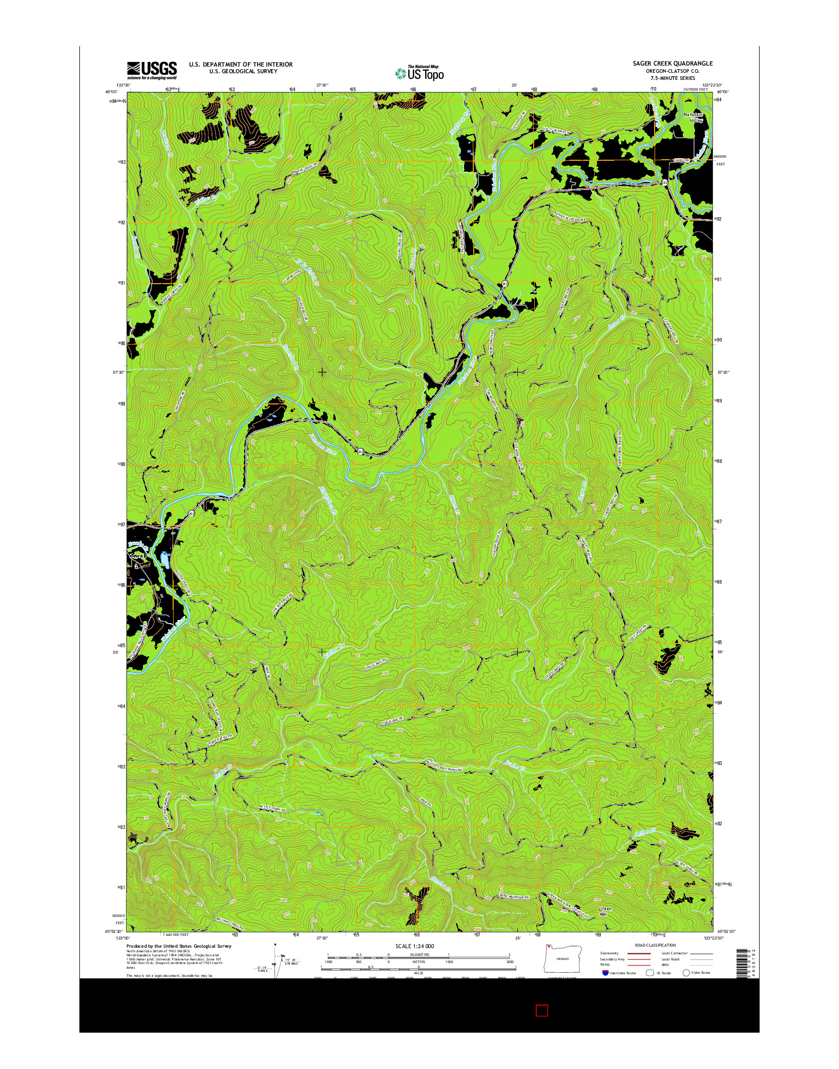 USGS US TOPO 7.5-MINUTE MAP FOR SAGER CREEK, OR 2017