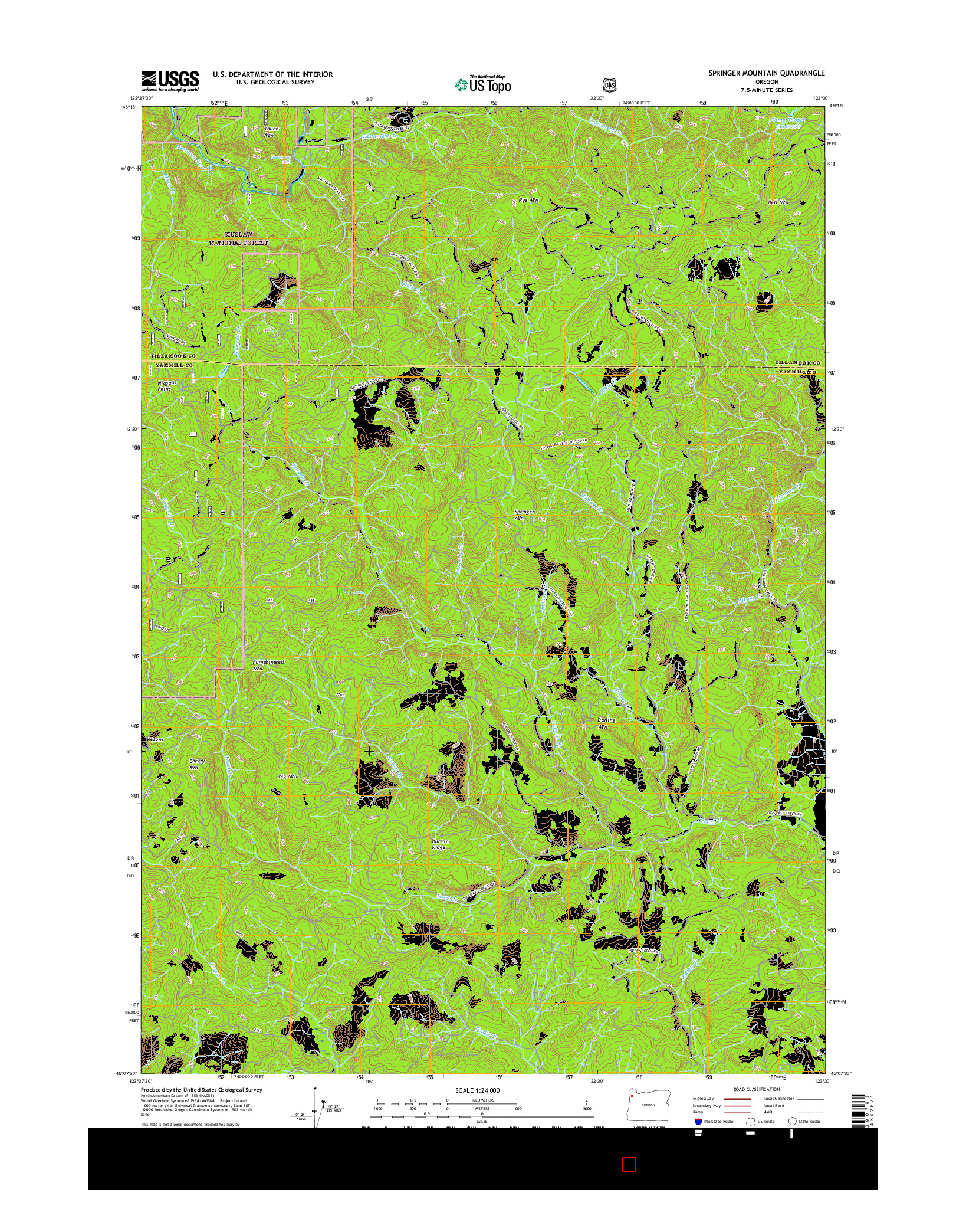 USGS US TOPO 7.5-MINUTE MAP FOR SPRINGER MOUNTAIN, OR 2017