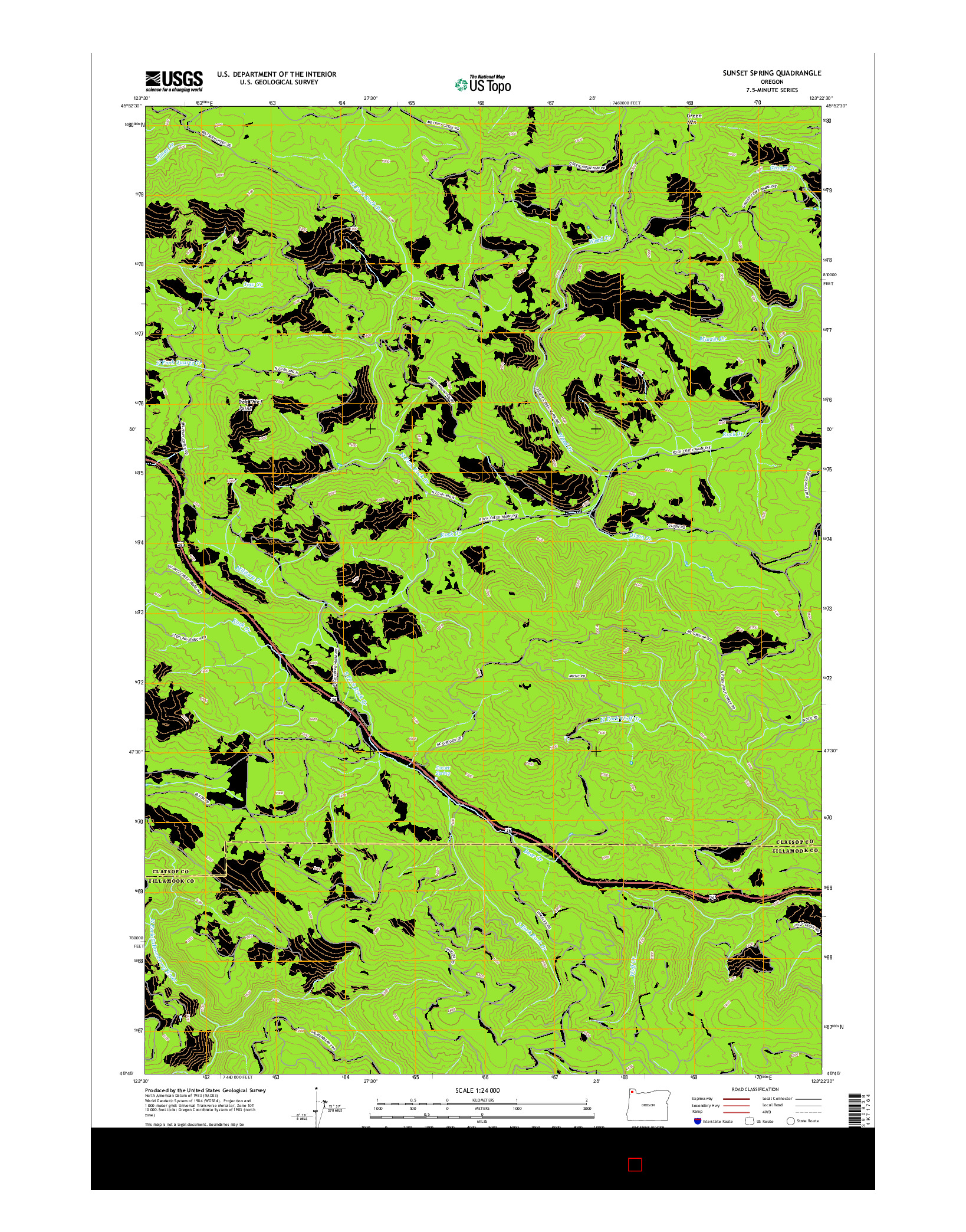 USGS US TOPO 7.5-MINUTE MAP FOR SUNSET SPRING, OR 2017