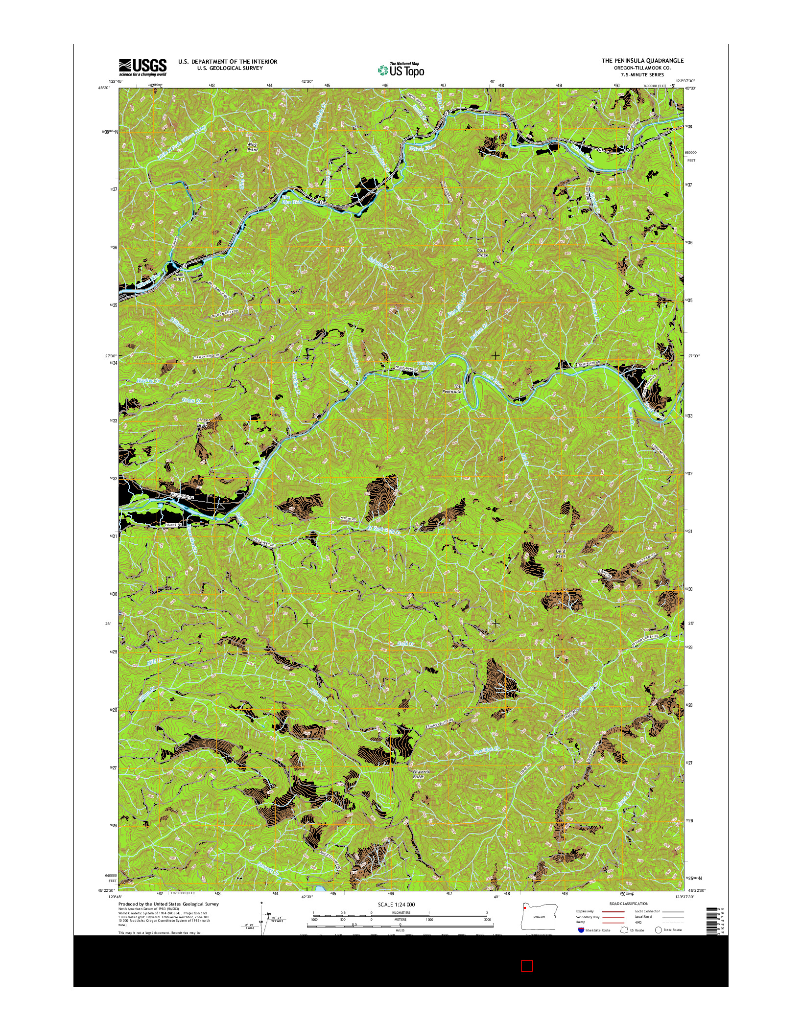 USGS US TOPO 7.5-MINUTE MAP FOR THE PENINSULA, OR 2017