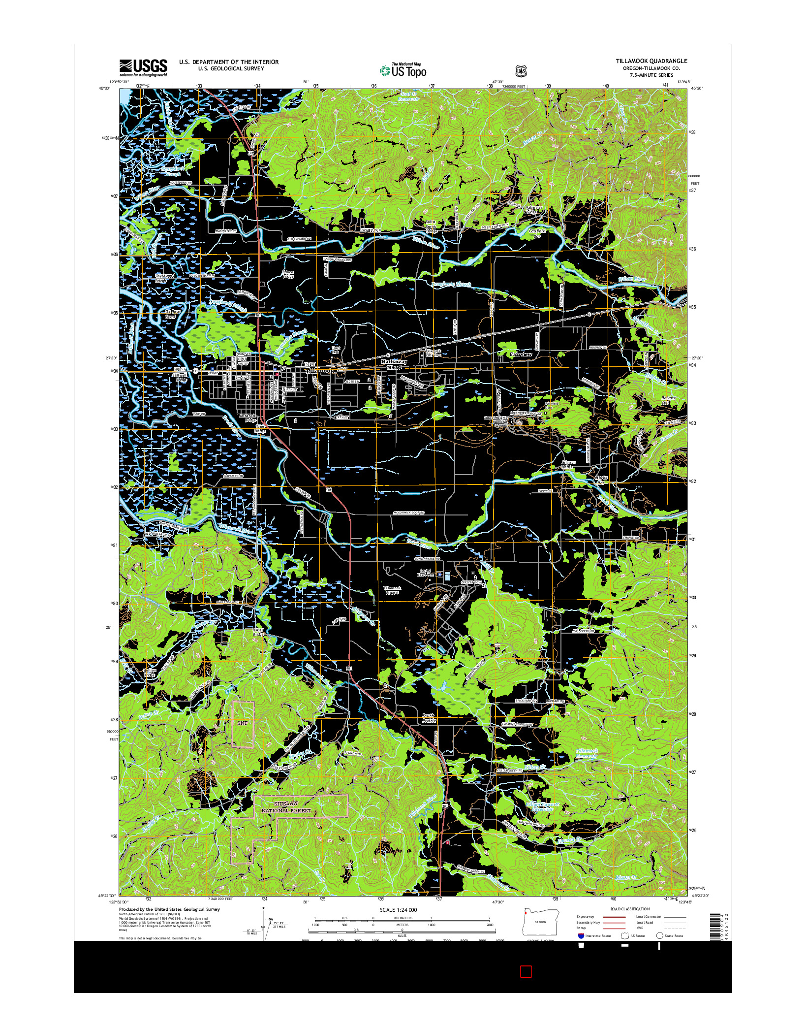 USGS US TOPO 7.5-MINUTE MAP FOR TILLAMOOK, OR 2017