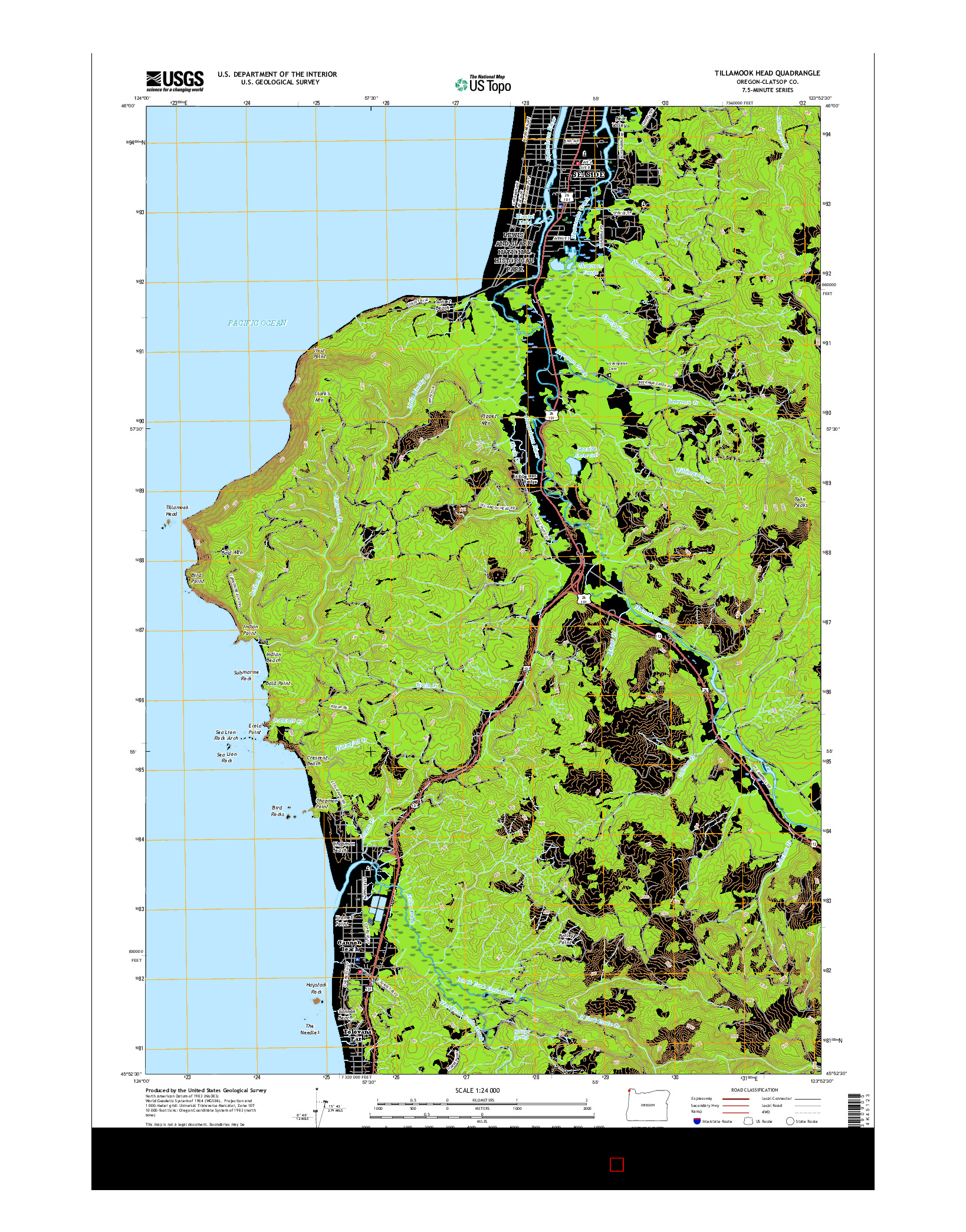 USGS US TOPO 7.5-MINUTE MAP FOR TILLAMOOK HEAD, OR 2017