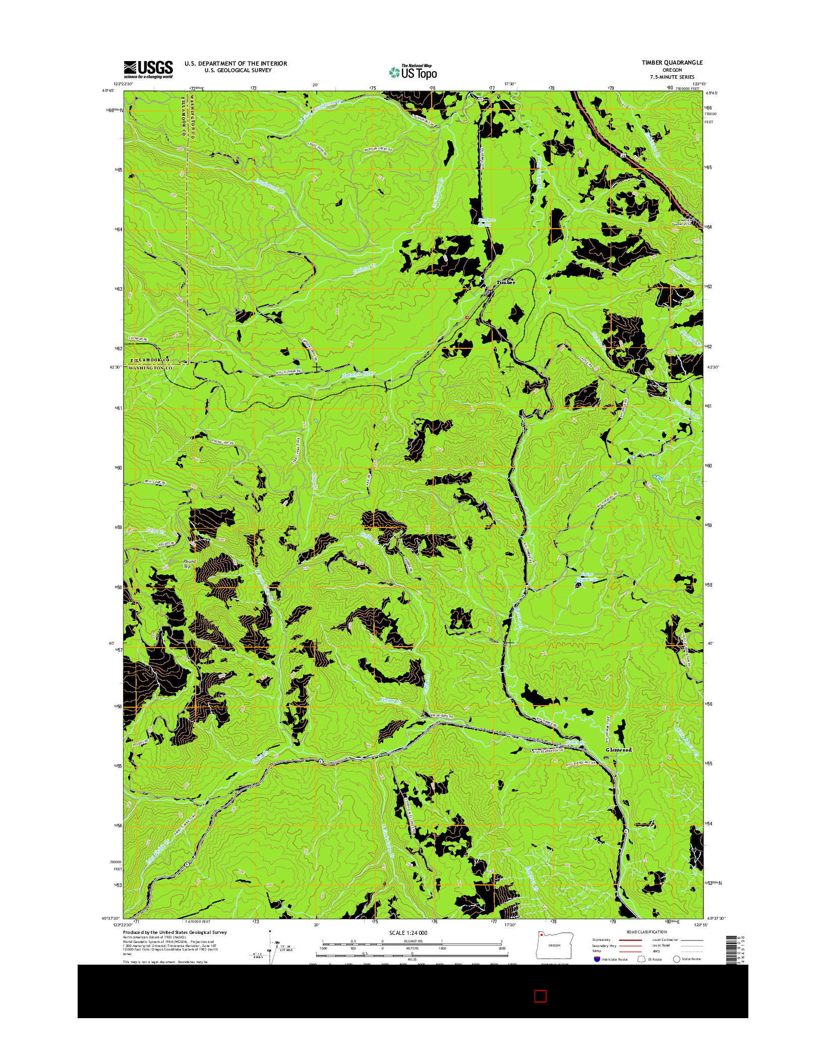 USGS US TOPO 7.5-MINUTE MAP FOR TIMBER, OR 2017