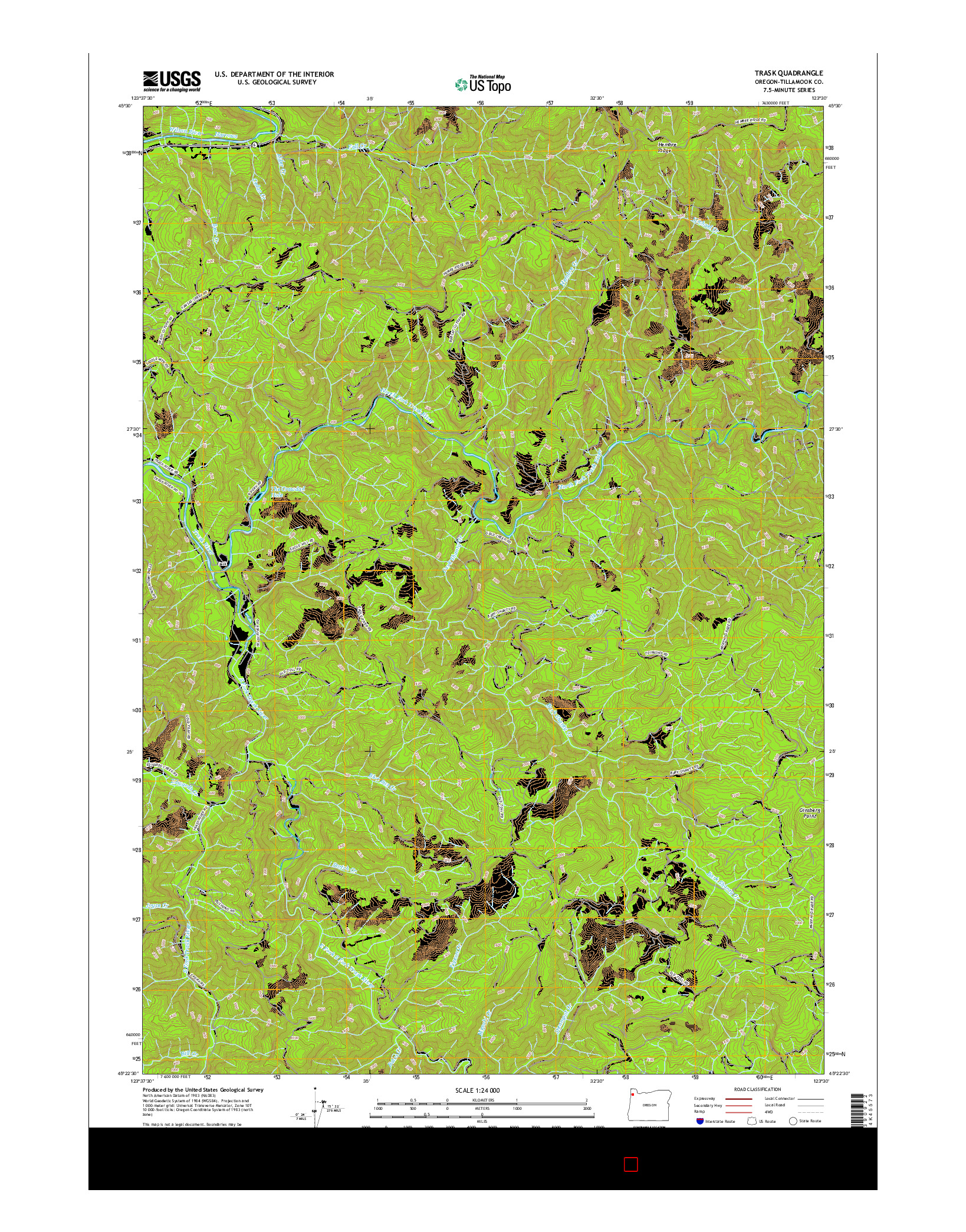 USGS US TOPO 7.5-MINUTE MAP FOR TRASK, OR 2017