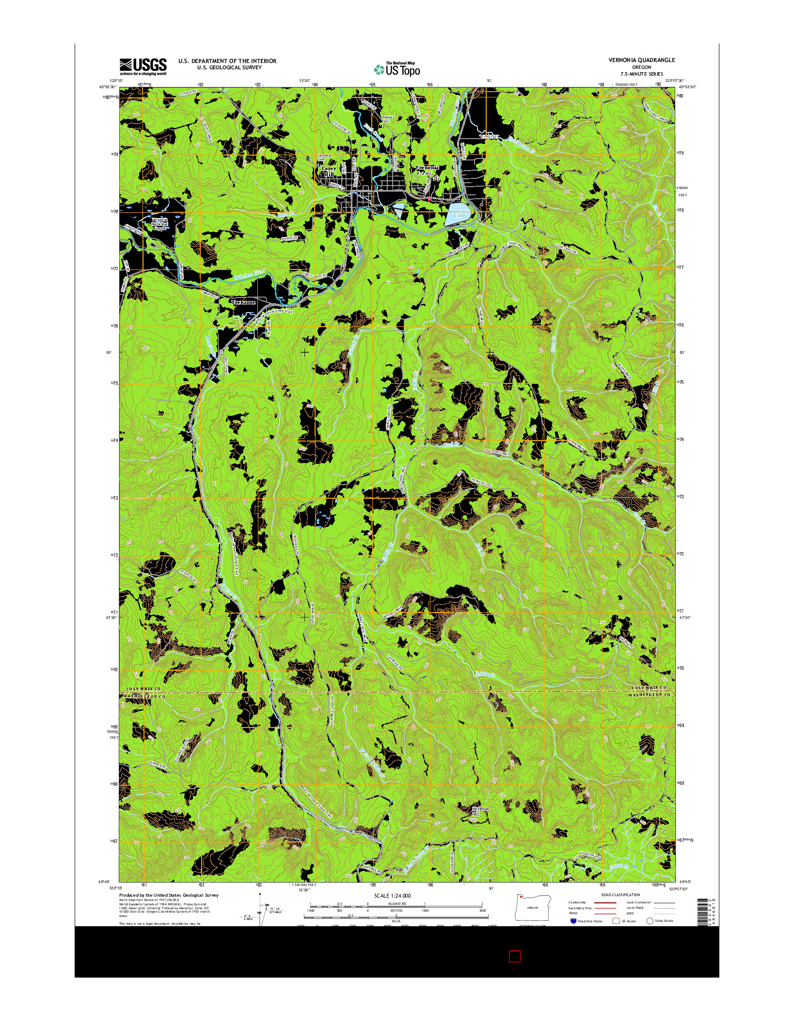USGS US TOPO 7.5-MINUTE MAP FOR VERNONIA, OR 2017