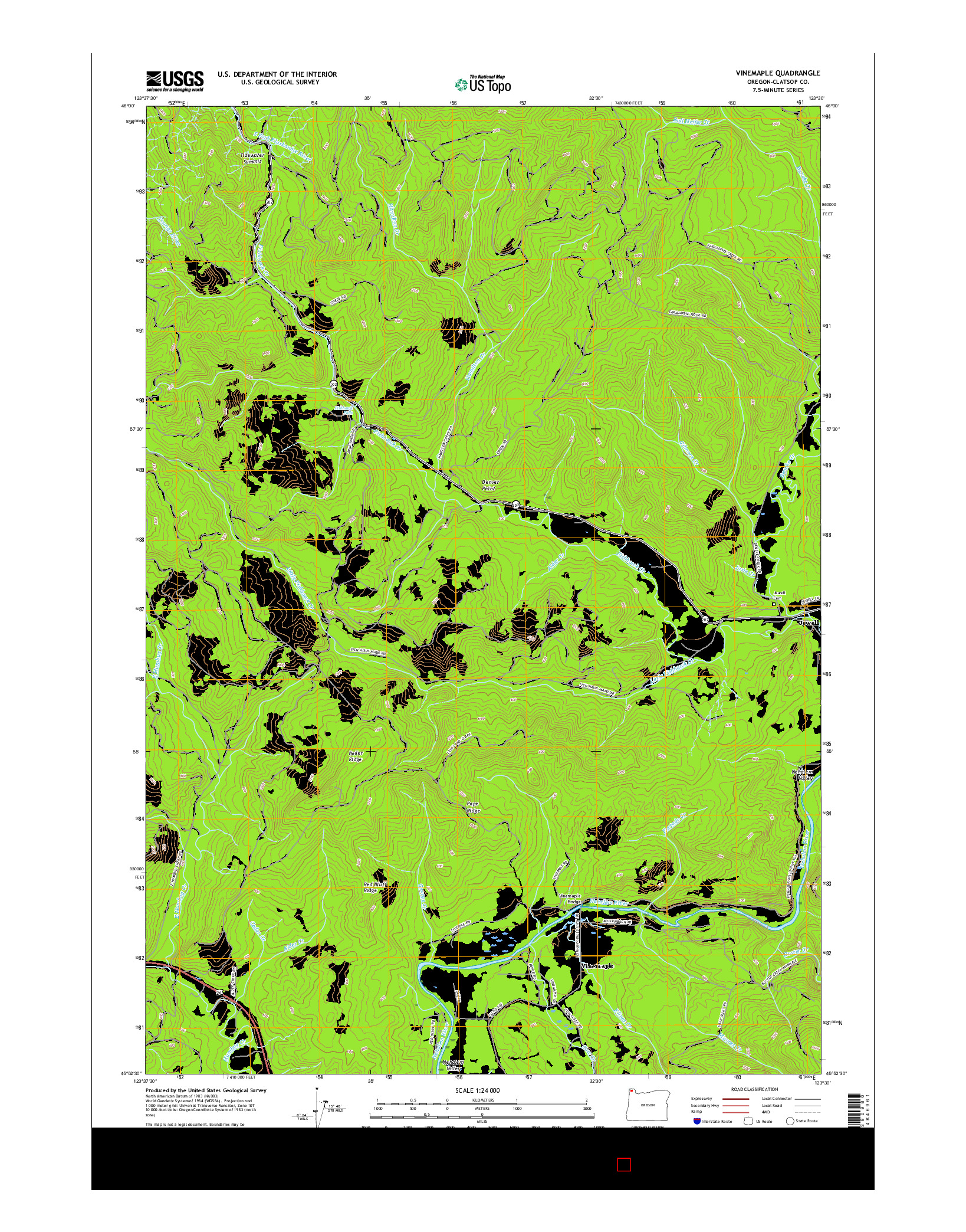 USGS US TOPO 7.5-MINUTE MAP FOR VINEMAPLE, OR 2017