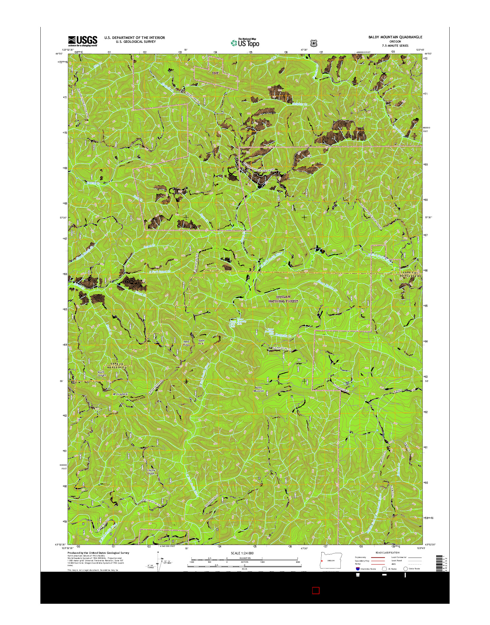 USGS US TOPO 7.5-MINUTE MAP FOR BALDY MOUNTAIN, OR 2017