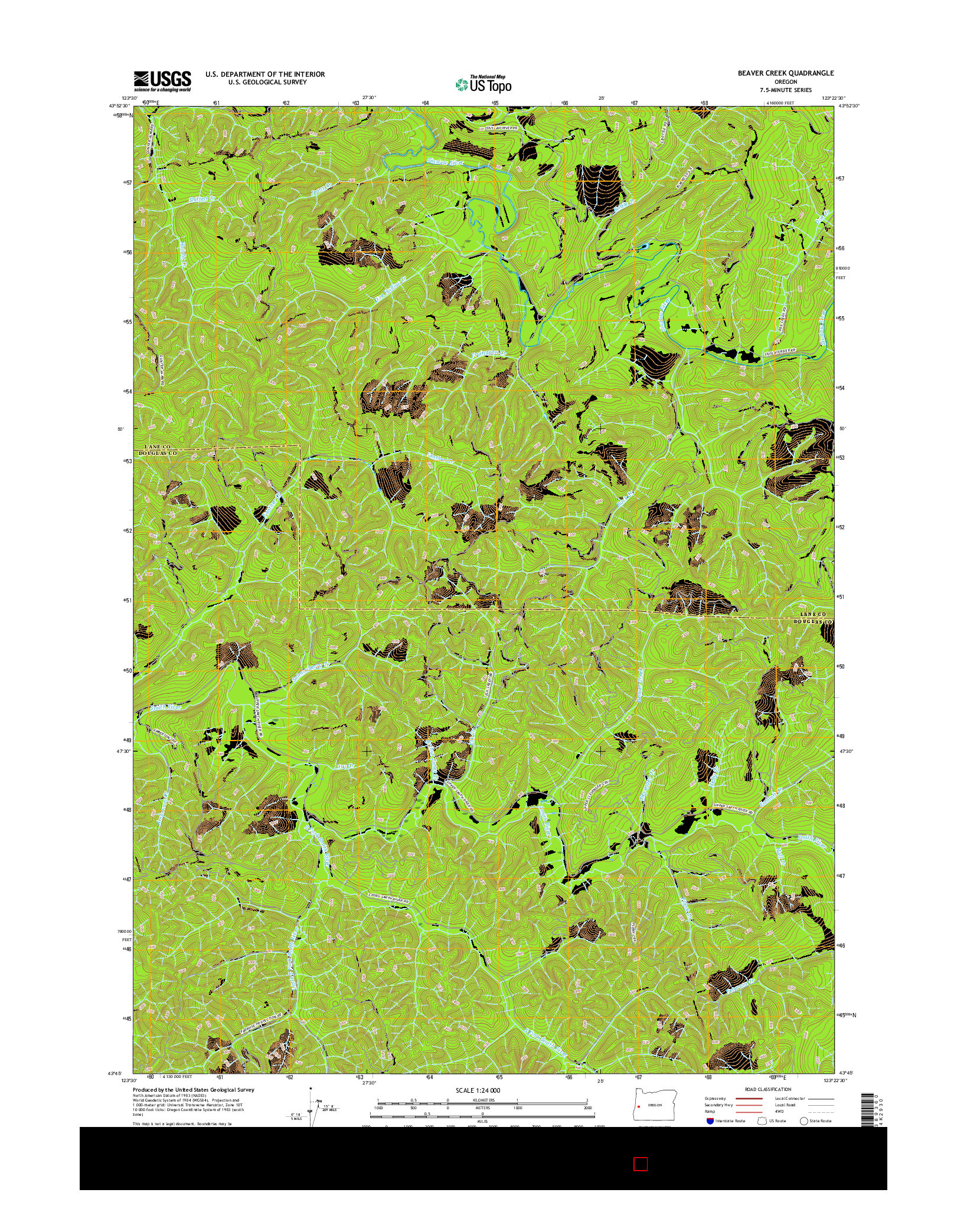 USGS US TOPO 7.5-MINUTE MAP FOR BEAVER CREEK, OR 2017