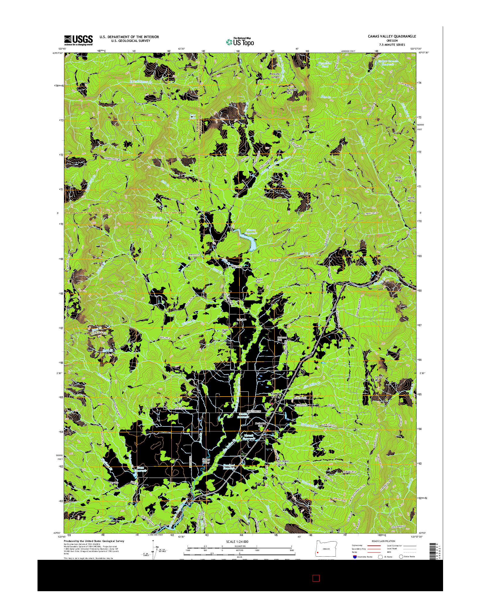 USGS US TOPO 7.5-MINUTE MAP FOR CAMAS VALLEY, OR 2017