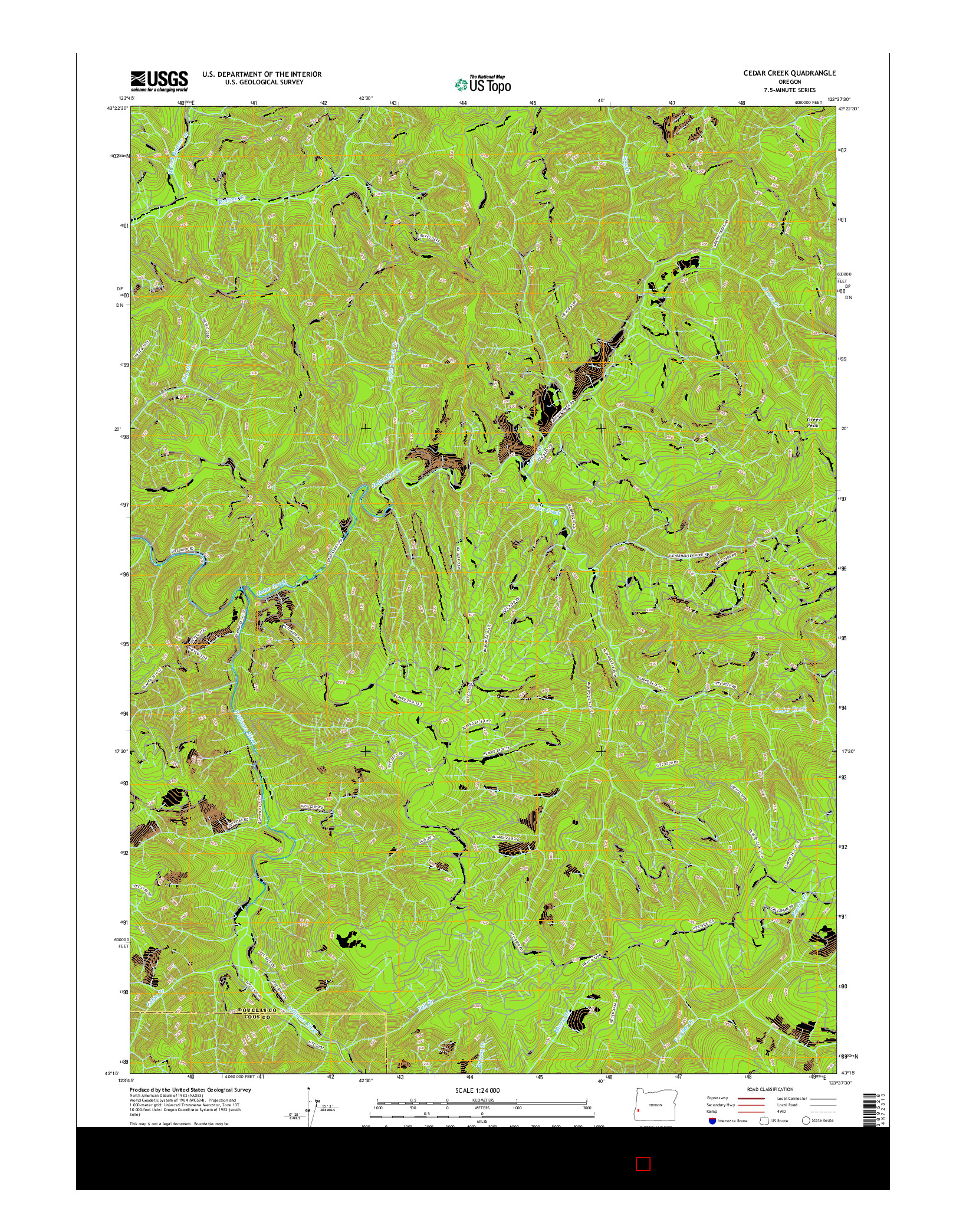 USGS US TOPO 7.5-MINUTE MAP FOR CEDAR CREEK, OR 2017