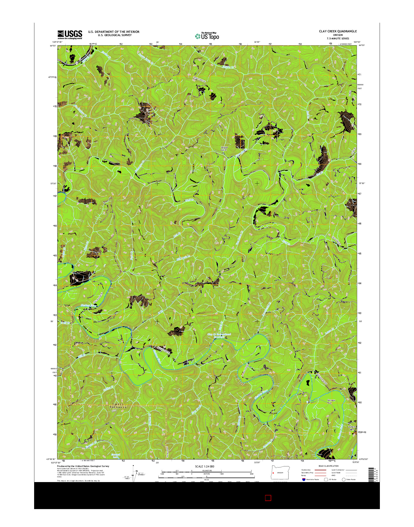 USGS US TOPO 7.5-MINUTE MAP FOR CLAY CREEK, OR 2017