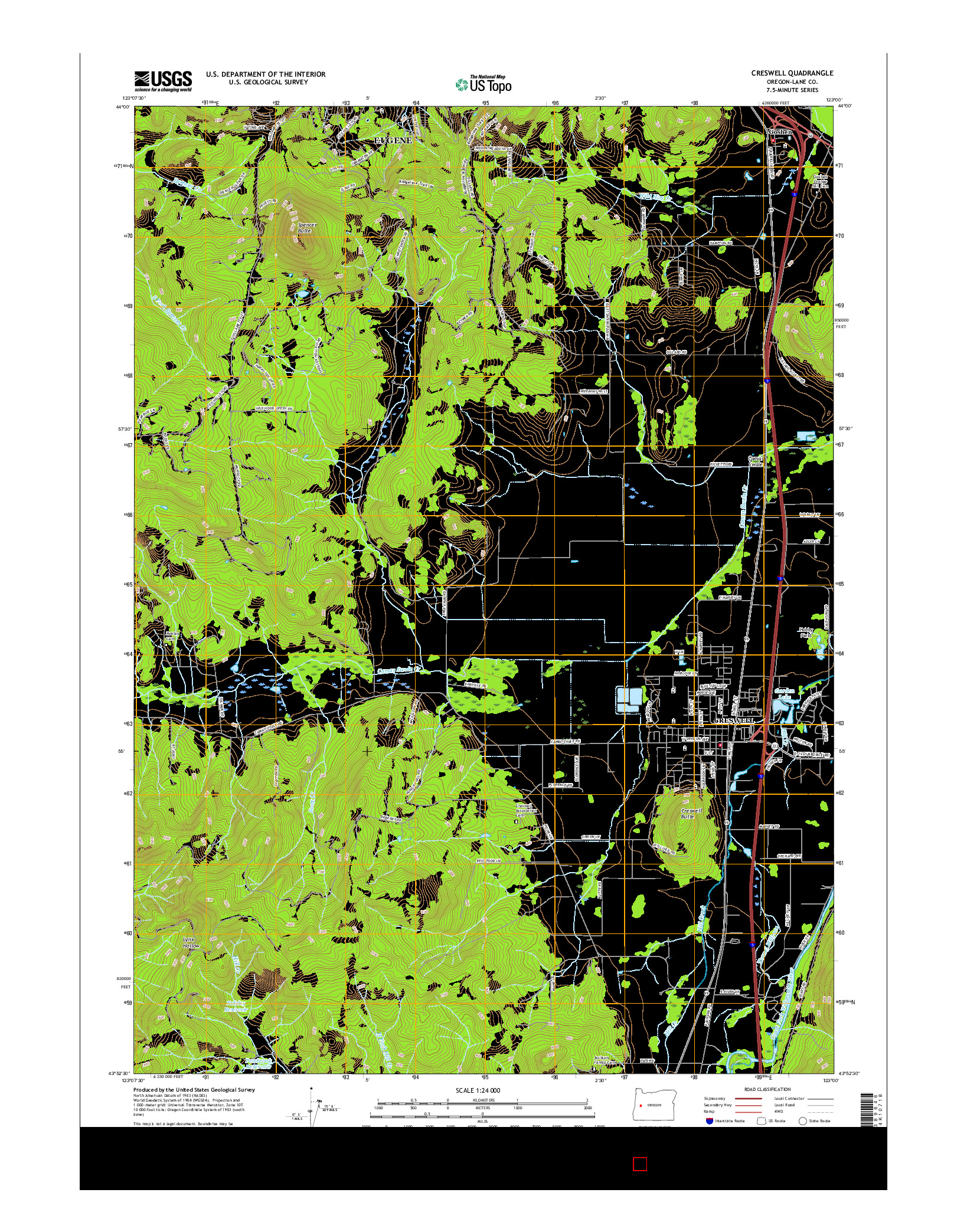USGS US TOPO 7.5-MINUTE MAP FOR CRESWELL, OR 2017