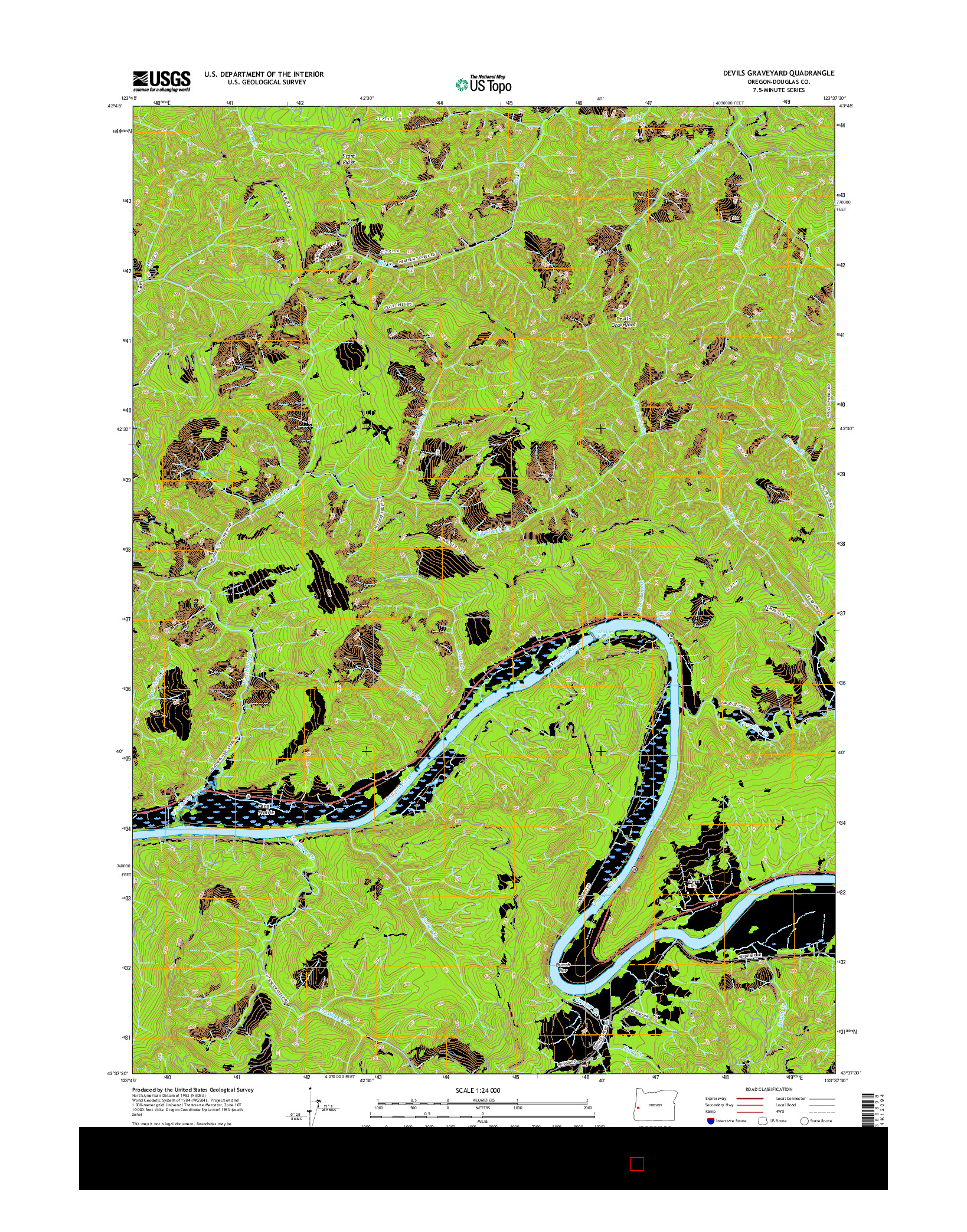 USGS US TOPO 7.5-MINUTE MAP FOR DEVILS GRAVEYARD, OR 2017