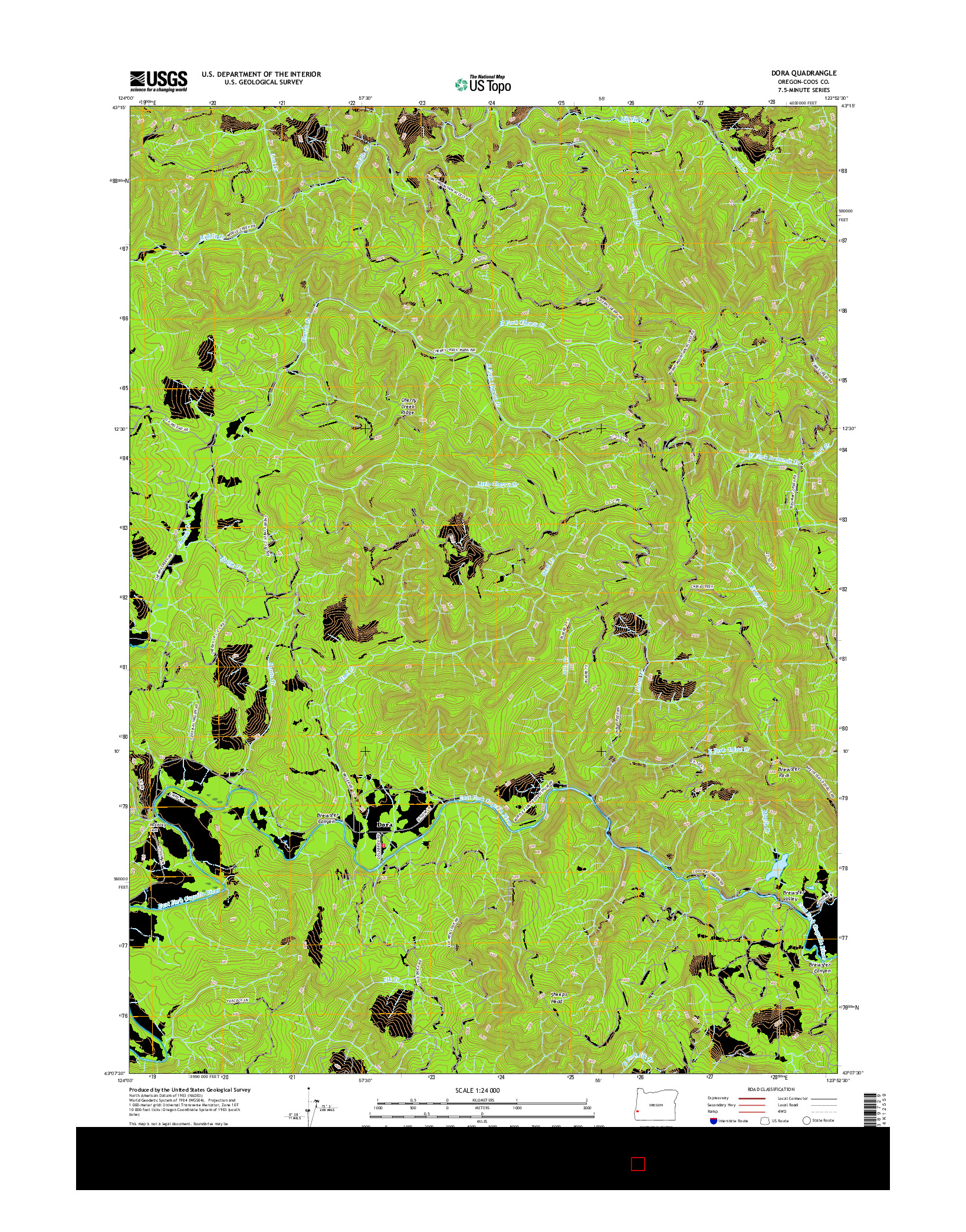 USGS US TOPO 7.5-MINUTE MAP FOR DORA, OR 2017