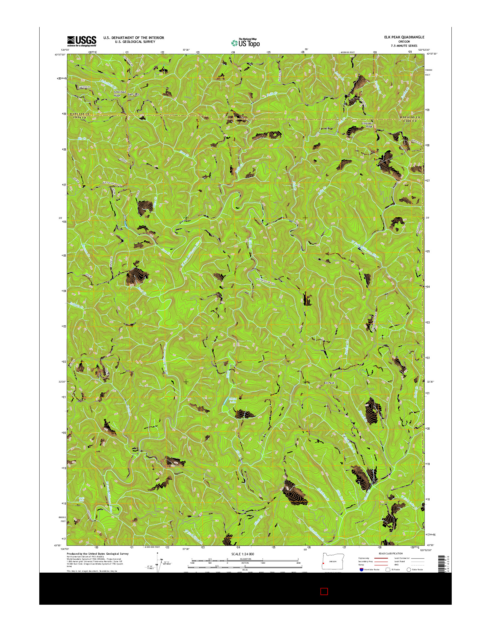 USGS US TOPO 7.5-MINUTE MAP FOR ELK PEAK, OR 2017