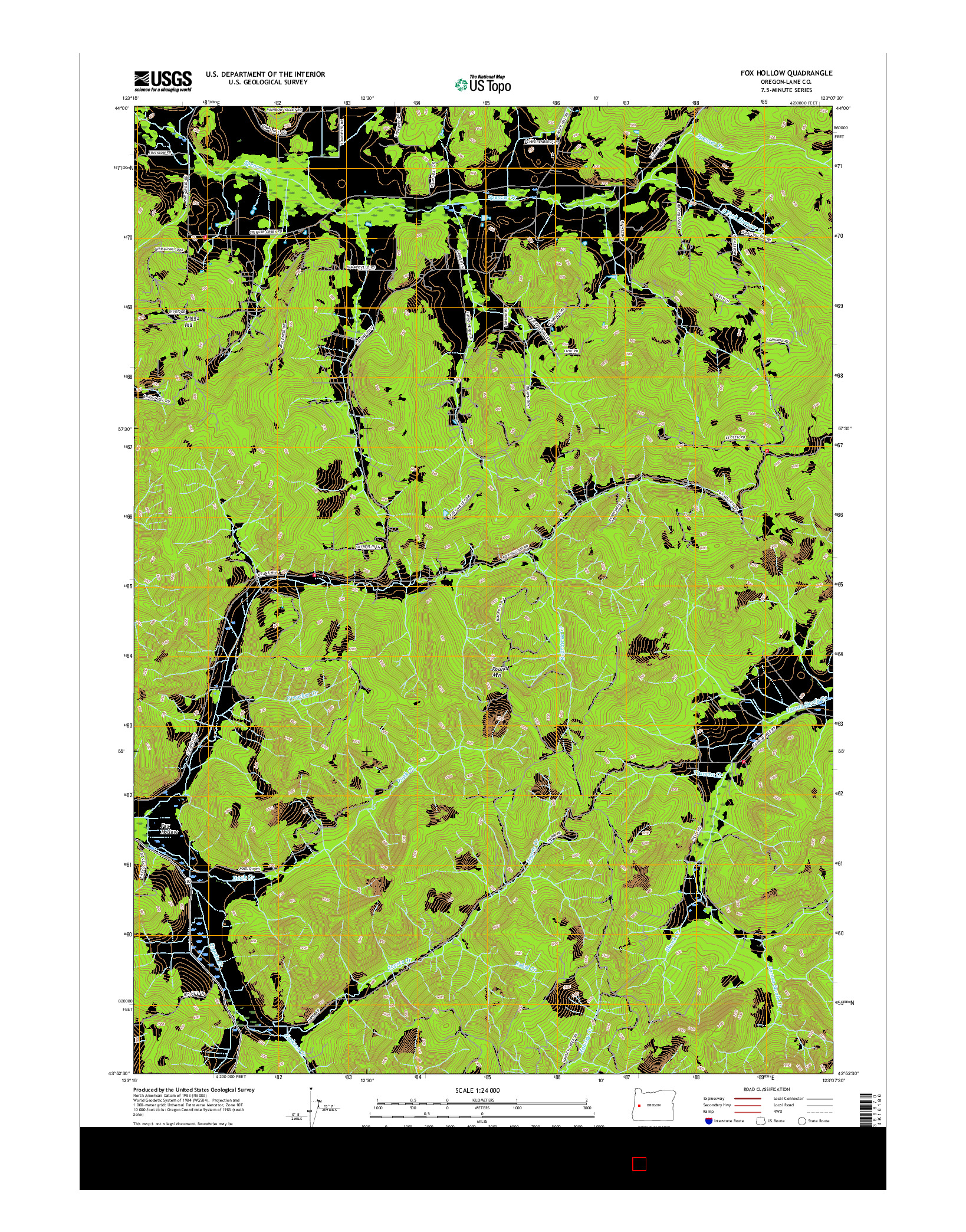 USGS US TOPO 7.5-MINUTE MAP FOR FOX HOLLOW, OR 2017