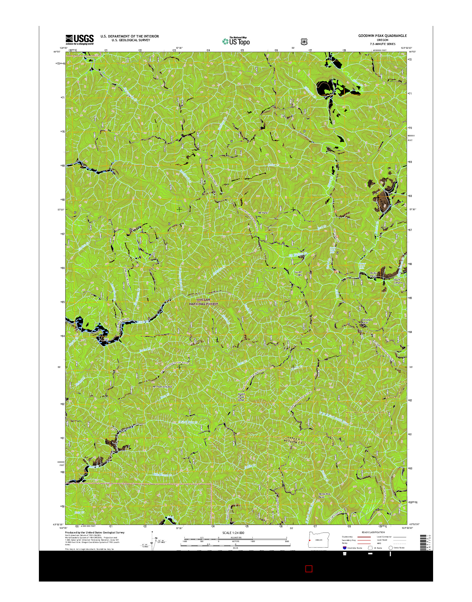 USGS US TOPO 7.5-MINUTE MAP FOR GOODWIN PEAK, OR 2017