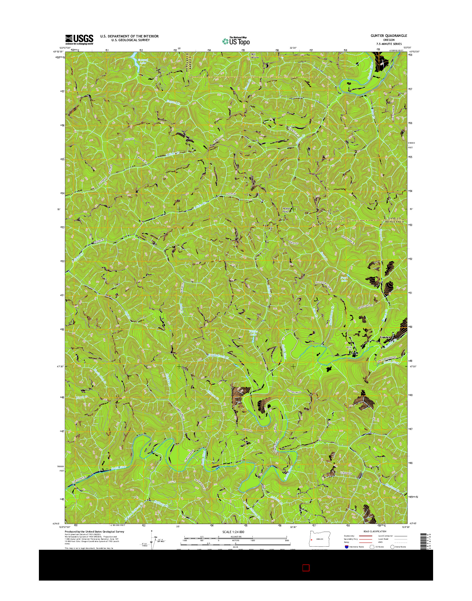 USGS US TOPO 7.5-MINUTE MAP FOR GUNTER, OR 2017