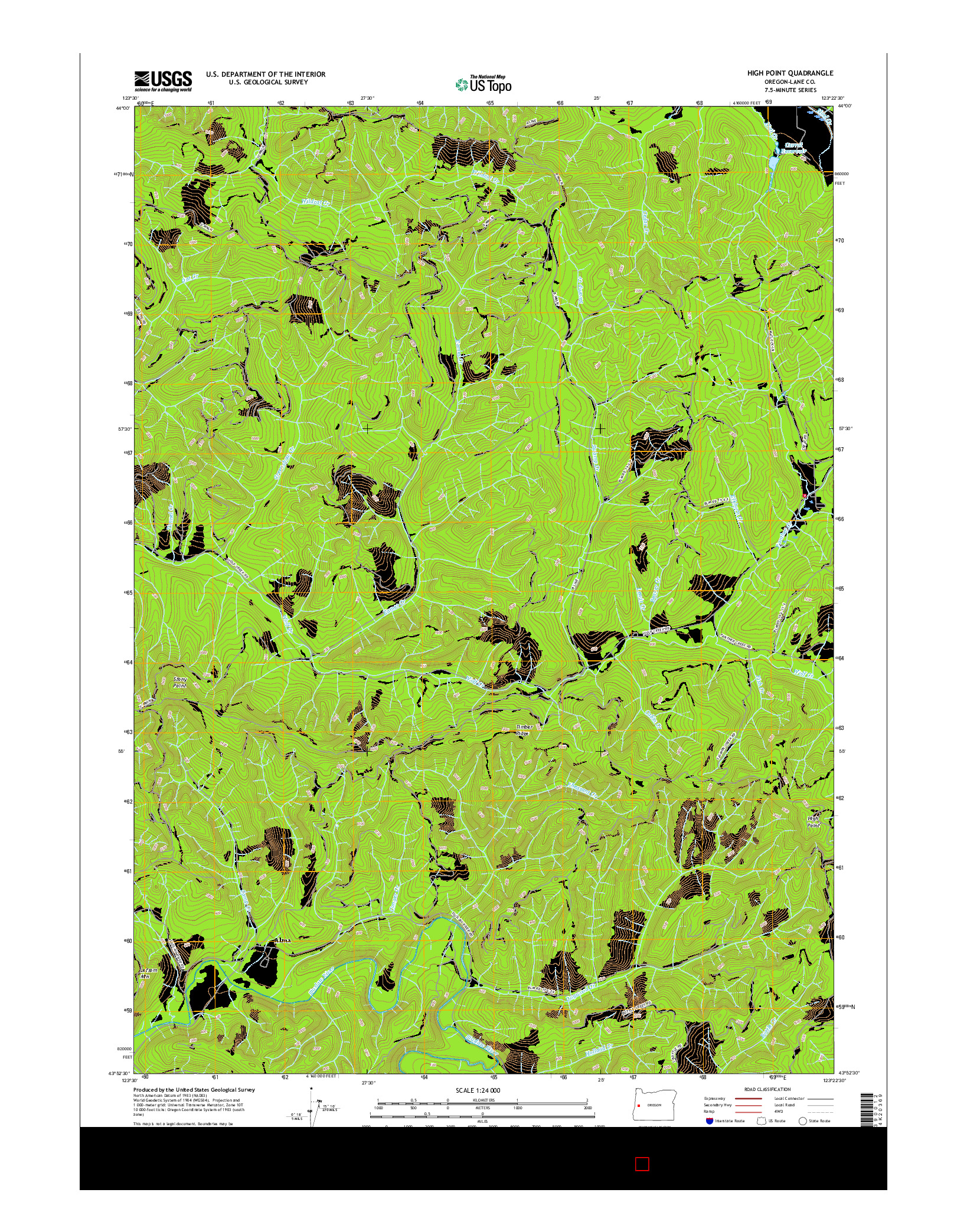 USGS US TOPO 7.5-MINUTE MAP FOR HIGH POINT, OR 2017