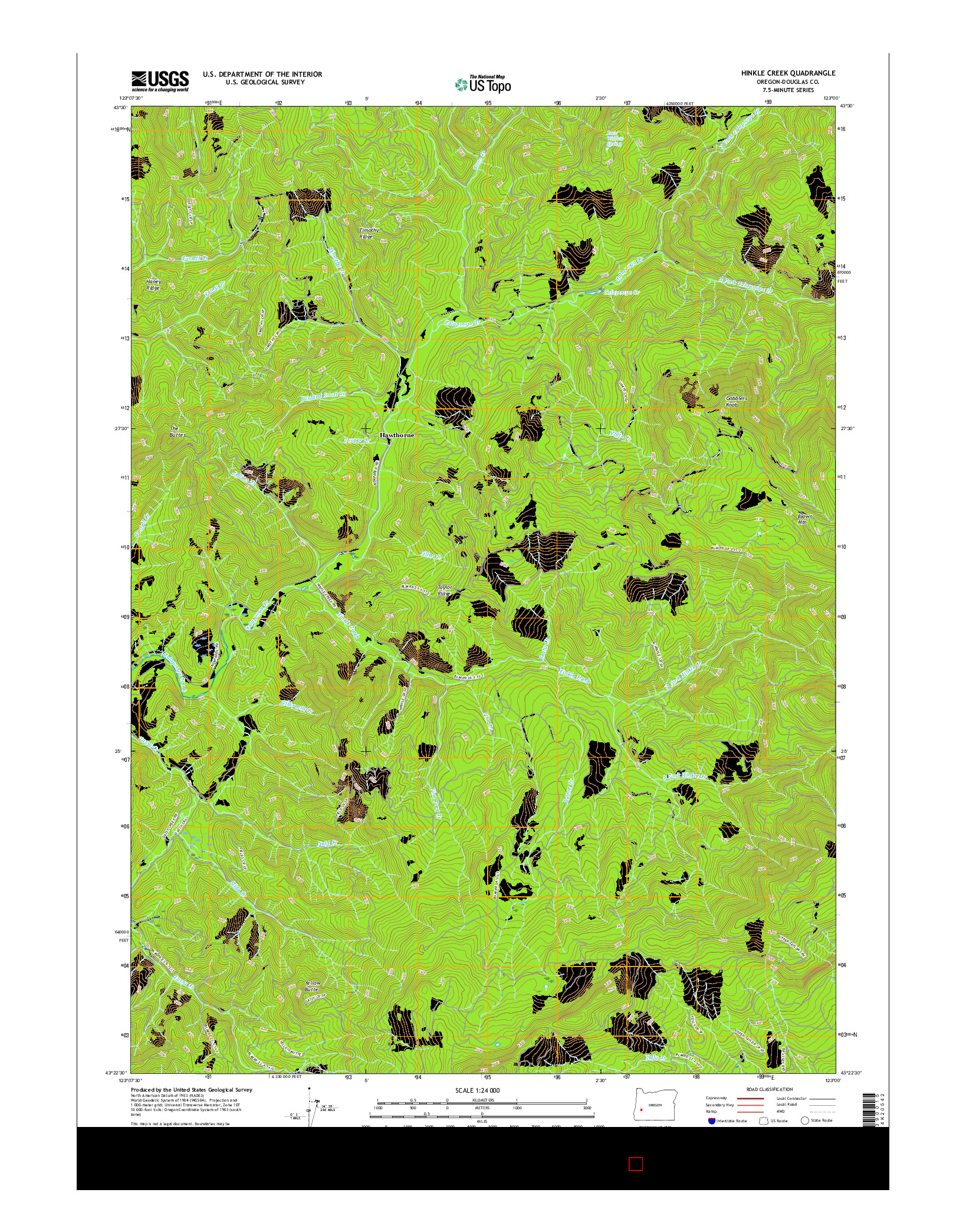 USGS US TOPO 7.5-MINUTE MAP FOR HINKLE CREEK, OR 2017